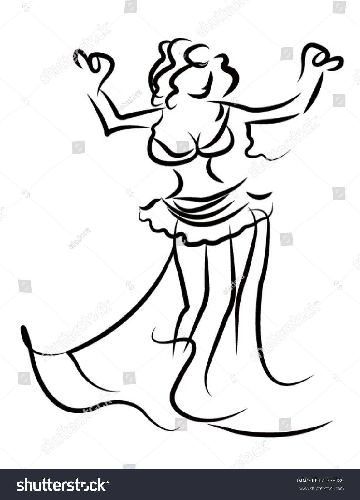 Black Silhouette Woman Dancing Belly Dance Stock Vector (Royalty Free ...