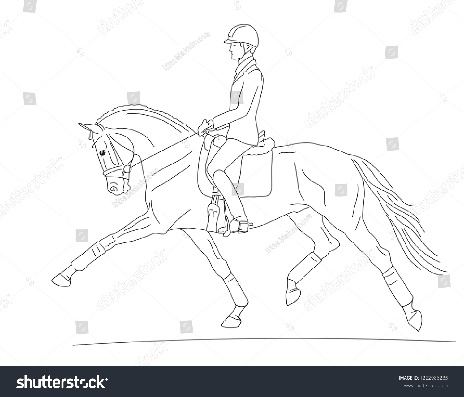 Vector Illustration Dressage Rider On Horse Stock Vector (Royalty Free ...