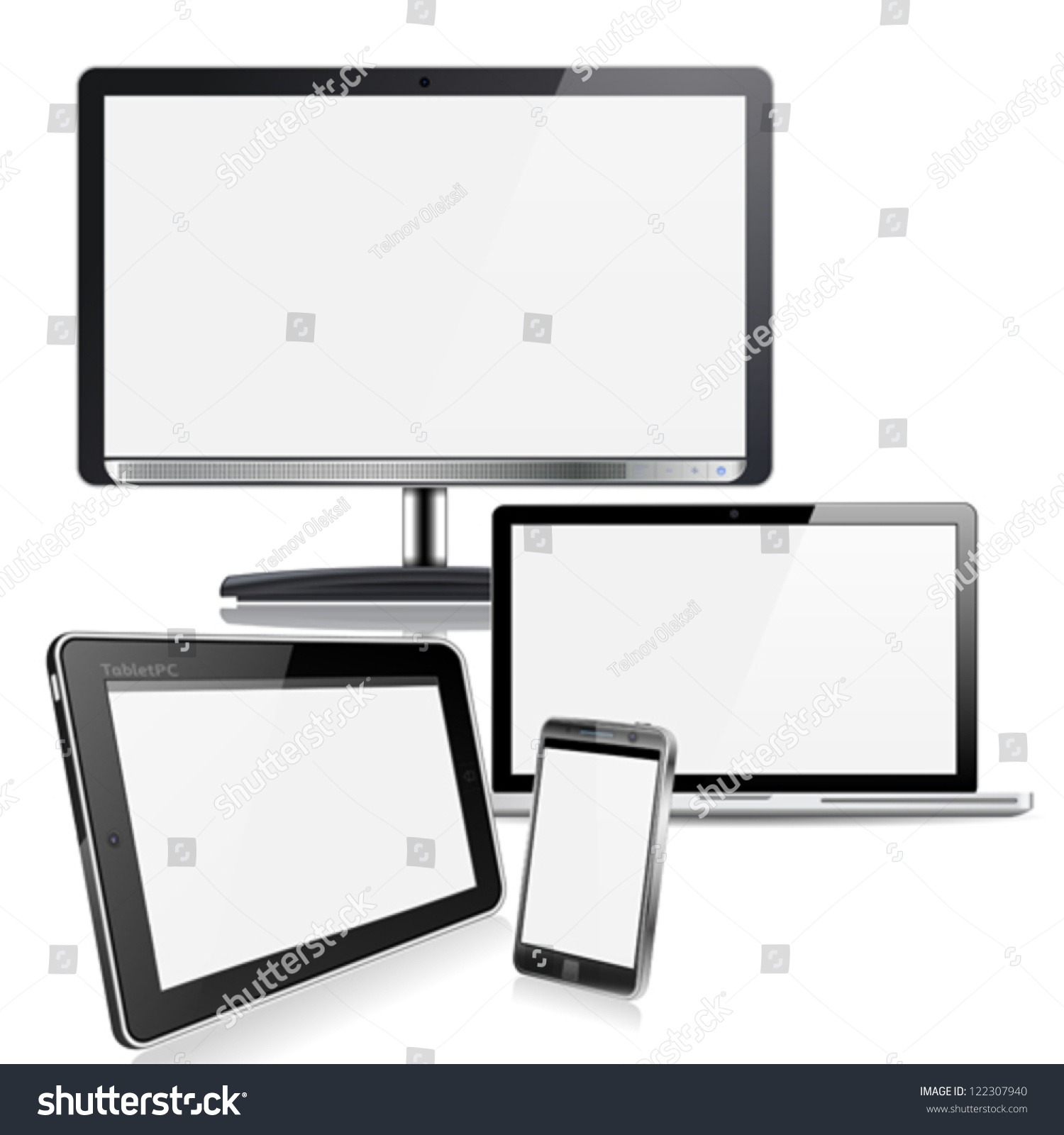 Set Computer Devices Monitor Laptop Tablet Stock Vector (Royalty Free