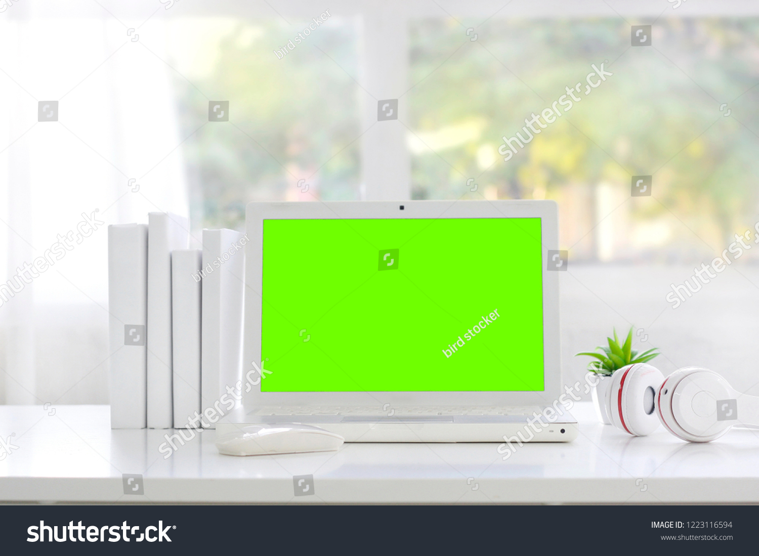 Mockup Image Laptop Blank Green Screen Stock Photo 1223116594 ...