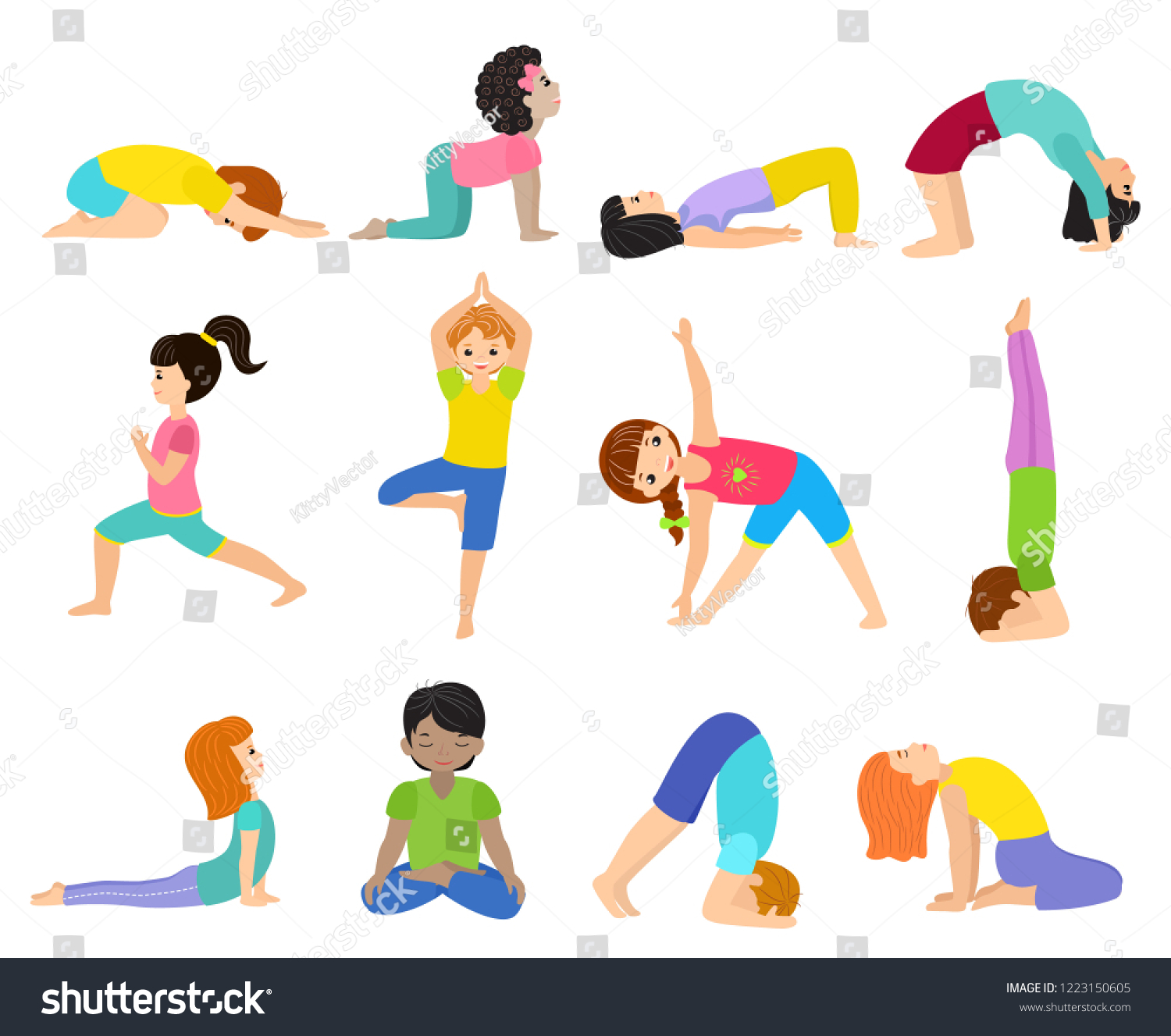 Yoga Kids Vector Young Child Yogi Stock Vector (Royalty Free ...