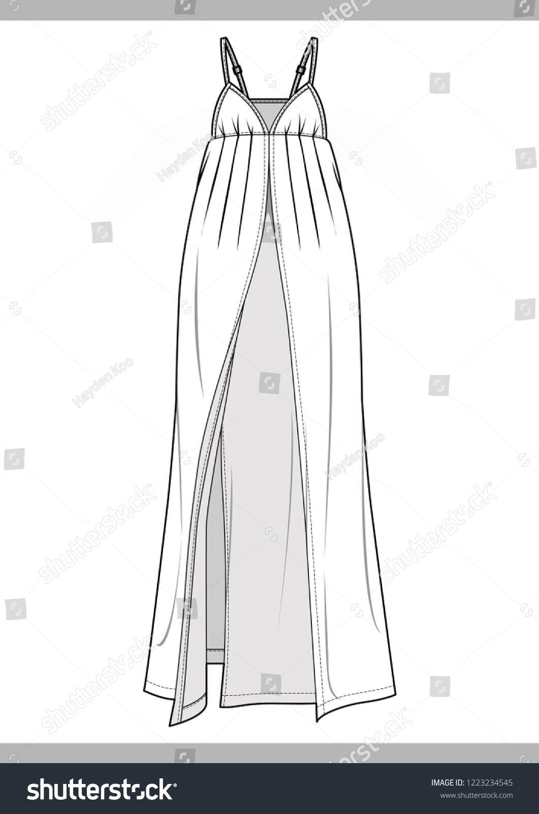 Dress Fashion Technical Drawings Vector Template Stock Vector (Royalty ...