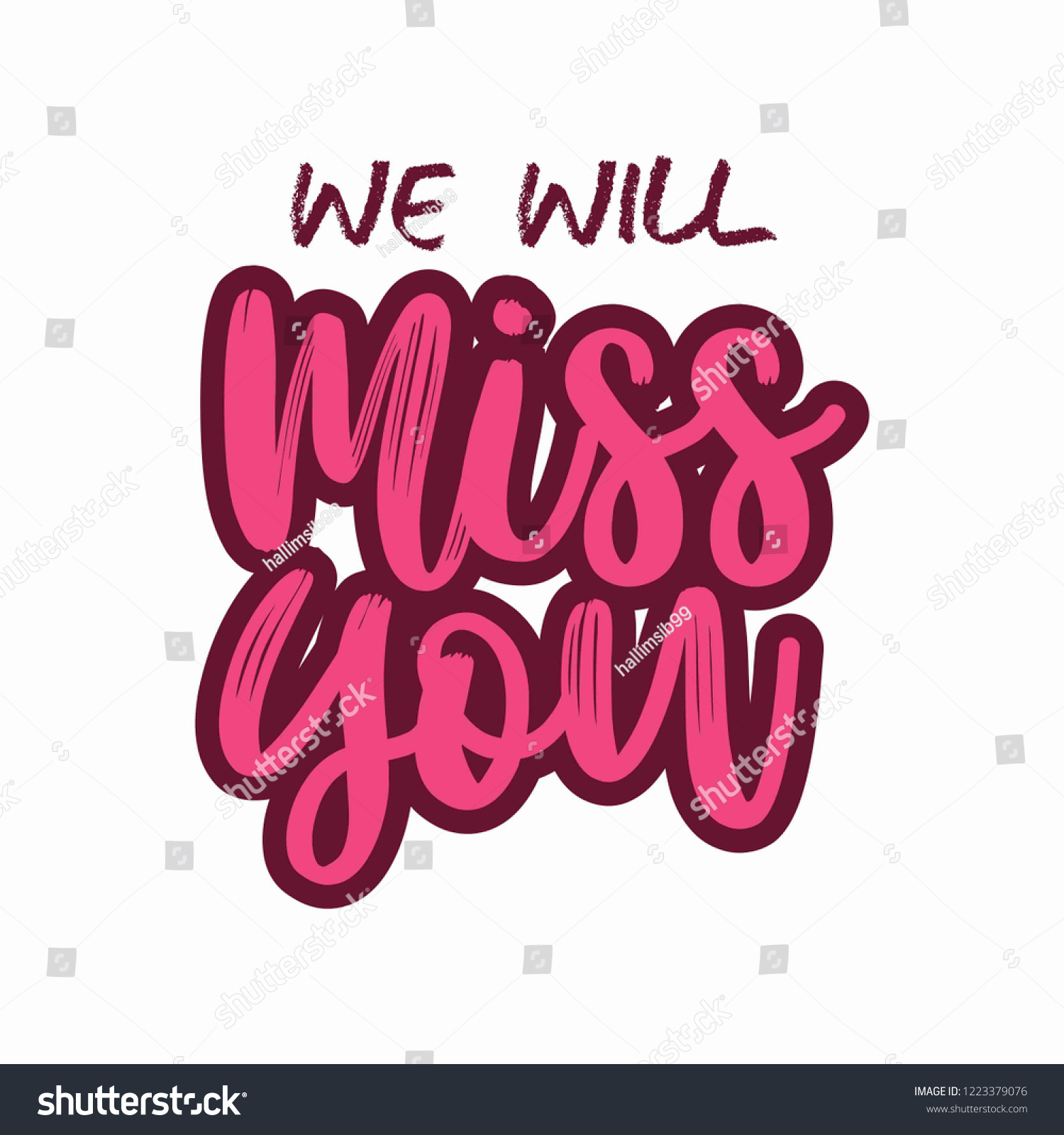 Miss You Vector Lettering Farewell Party Stock Vector (Royalty Free ...