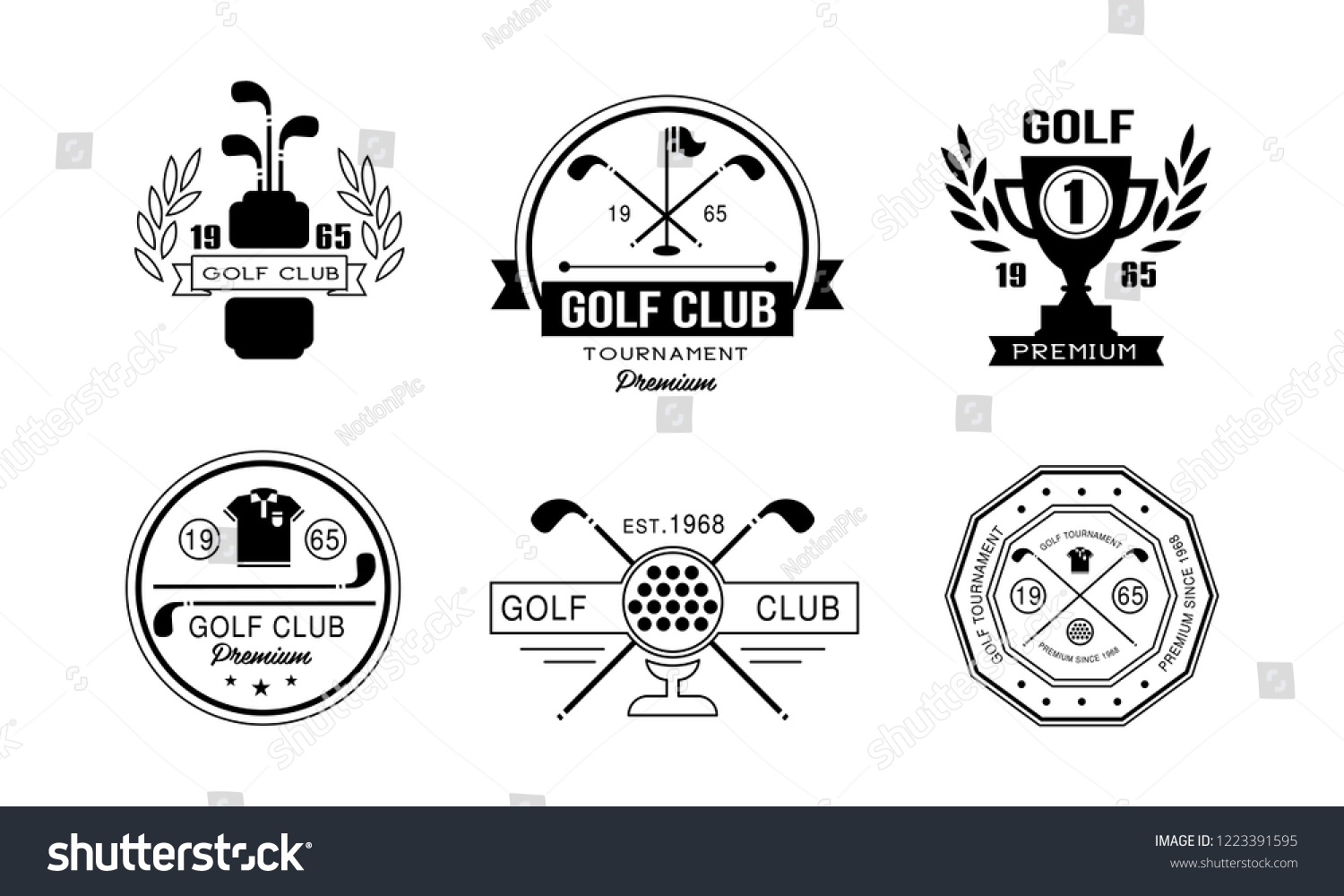 Golf Club Premium Logo Design Set Stock Vector (royalty Free 