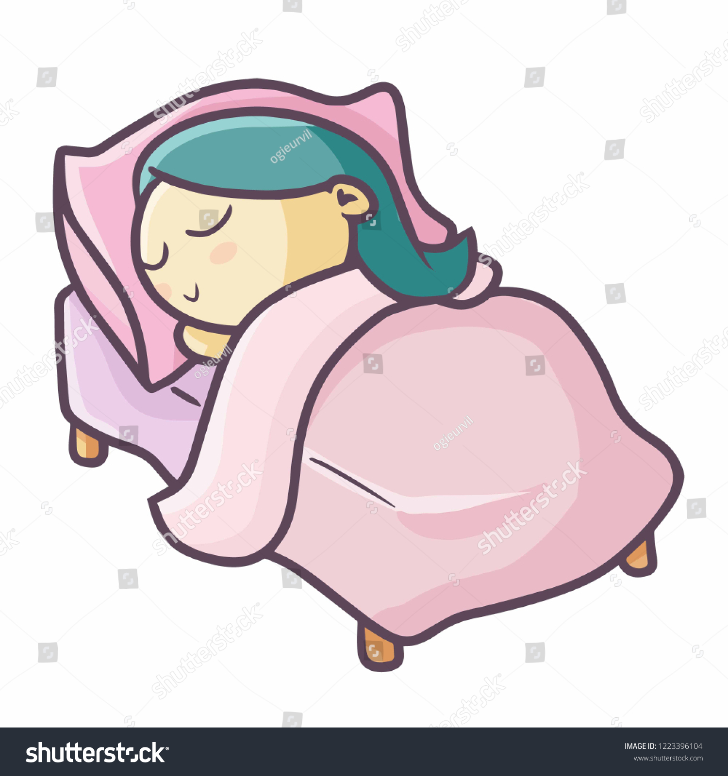 Cute Funny Girl Sleeping Calmly Vector Stock Vector (Royalty Free ...