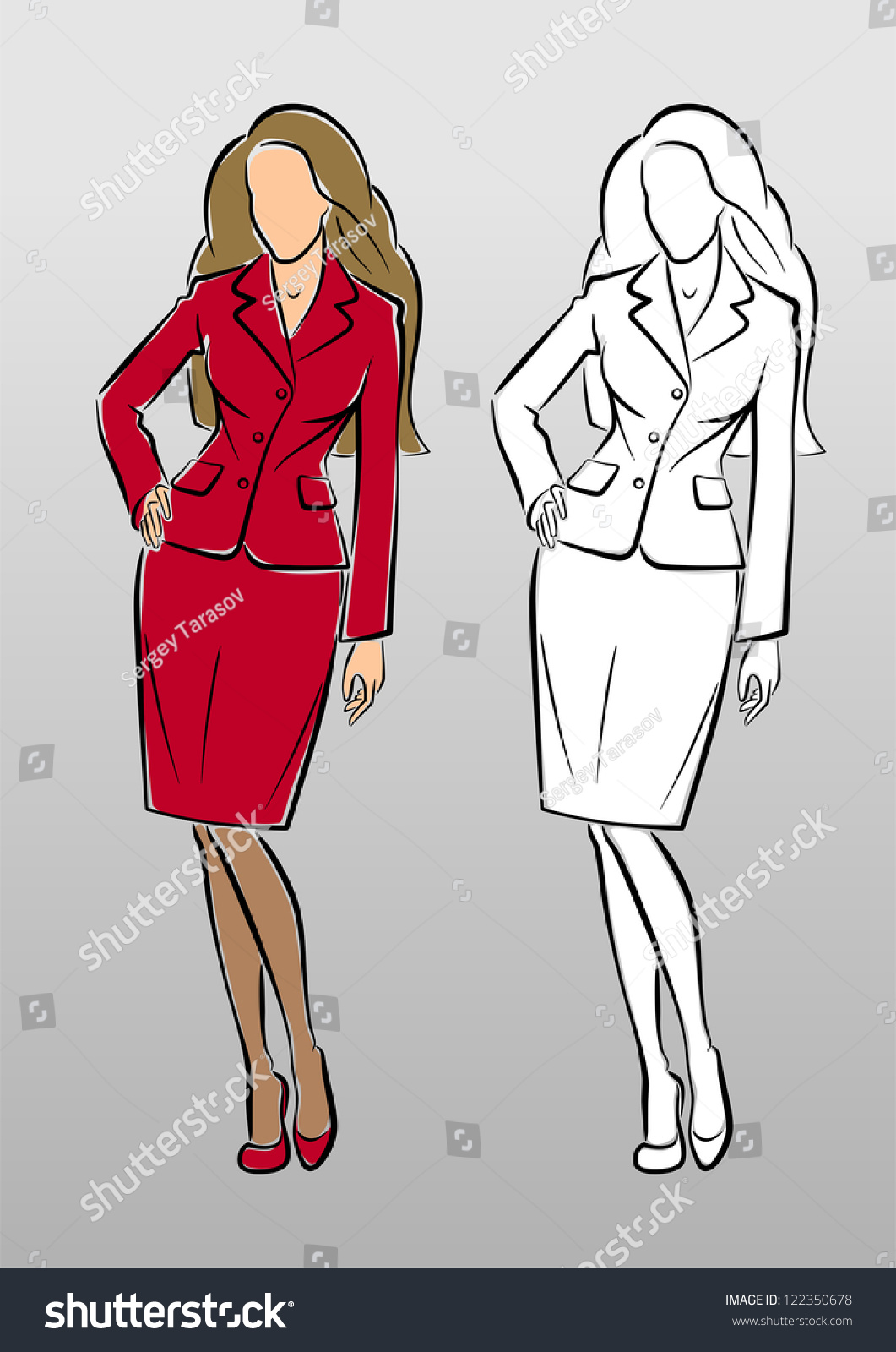 Эскиз женского делового костюма