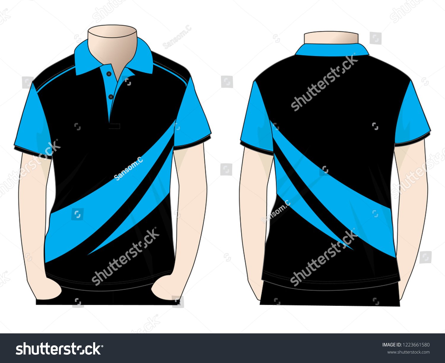 Blackblue Short Sleeve Polo Shirt Design Stock Vector (Royalty Free ...