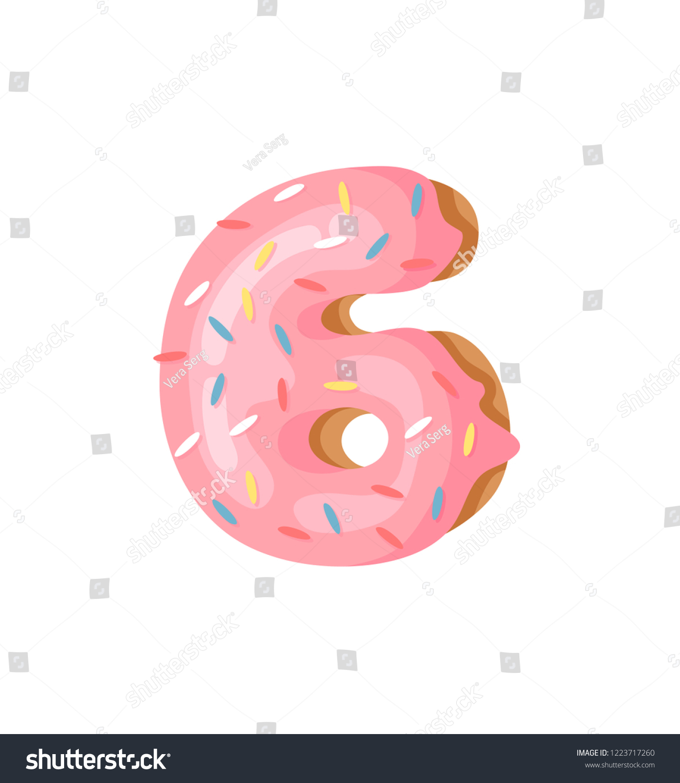 Cartoon Vector Illustration Donut Number 6 Stock Vector (Royalty Free ...