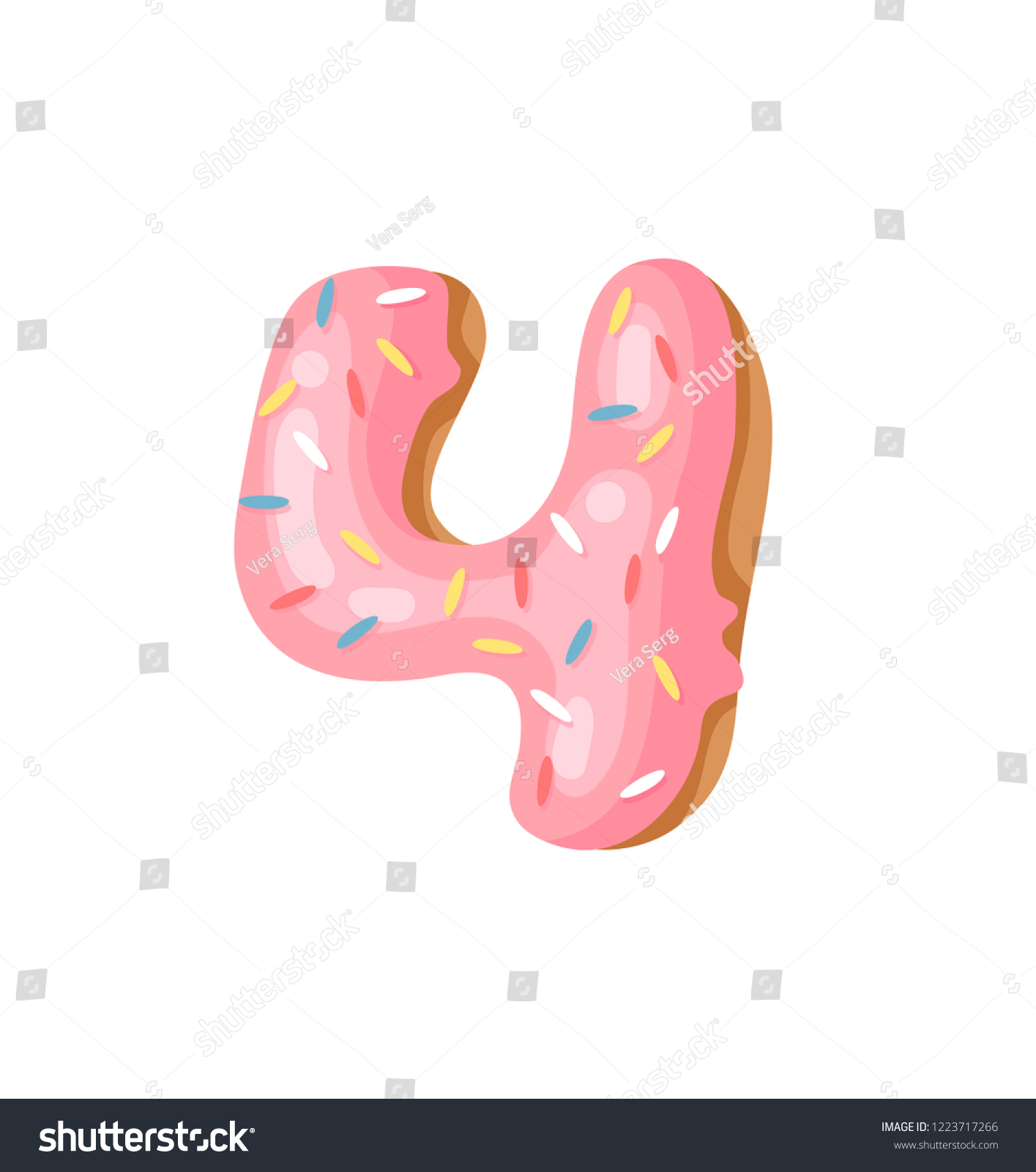 Cartoon Vector Illustration Donut Number 4 Stock Vector (Royalty Free ...