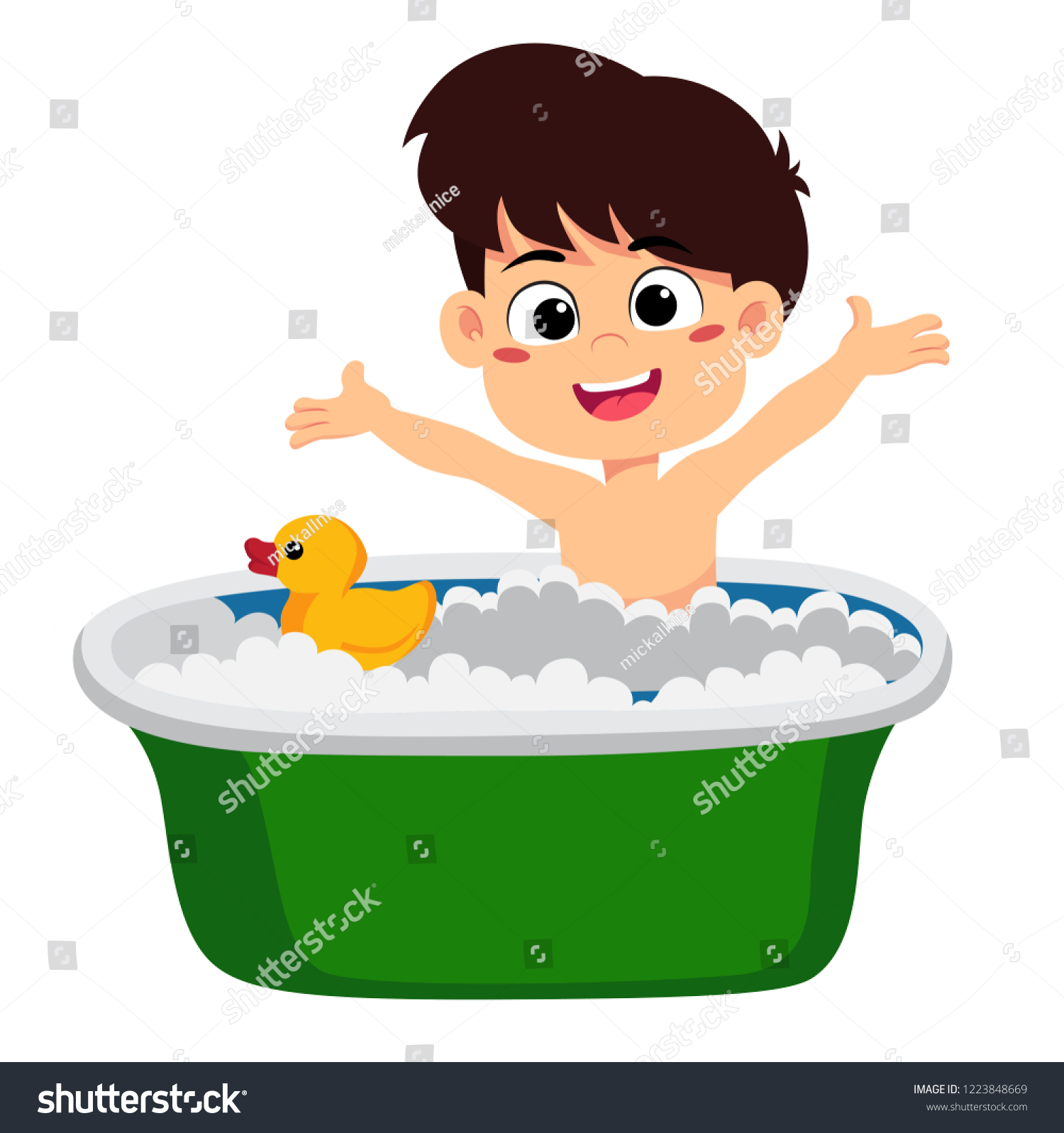 Morning Kid Shower Get Ready Schoolvector Stock Vector (Royalty Free ...