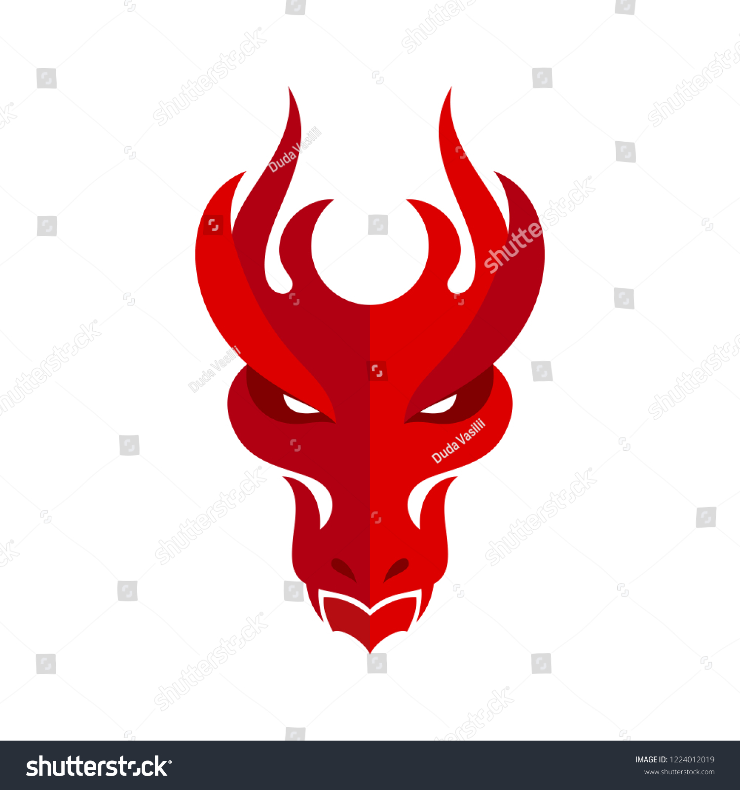 Red Dragon Head Icon Filled Flat Stock Vector (Royalty Free) 1224012019 ...