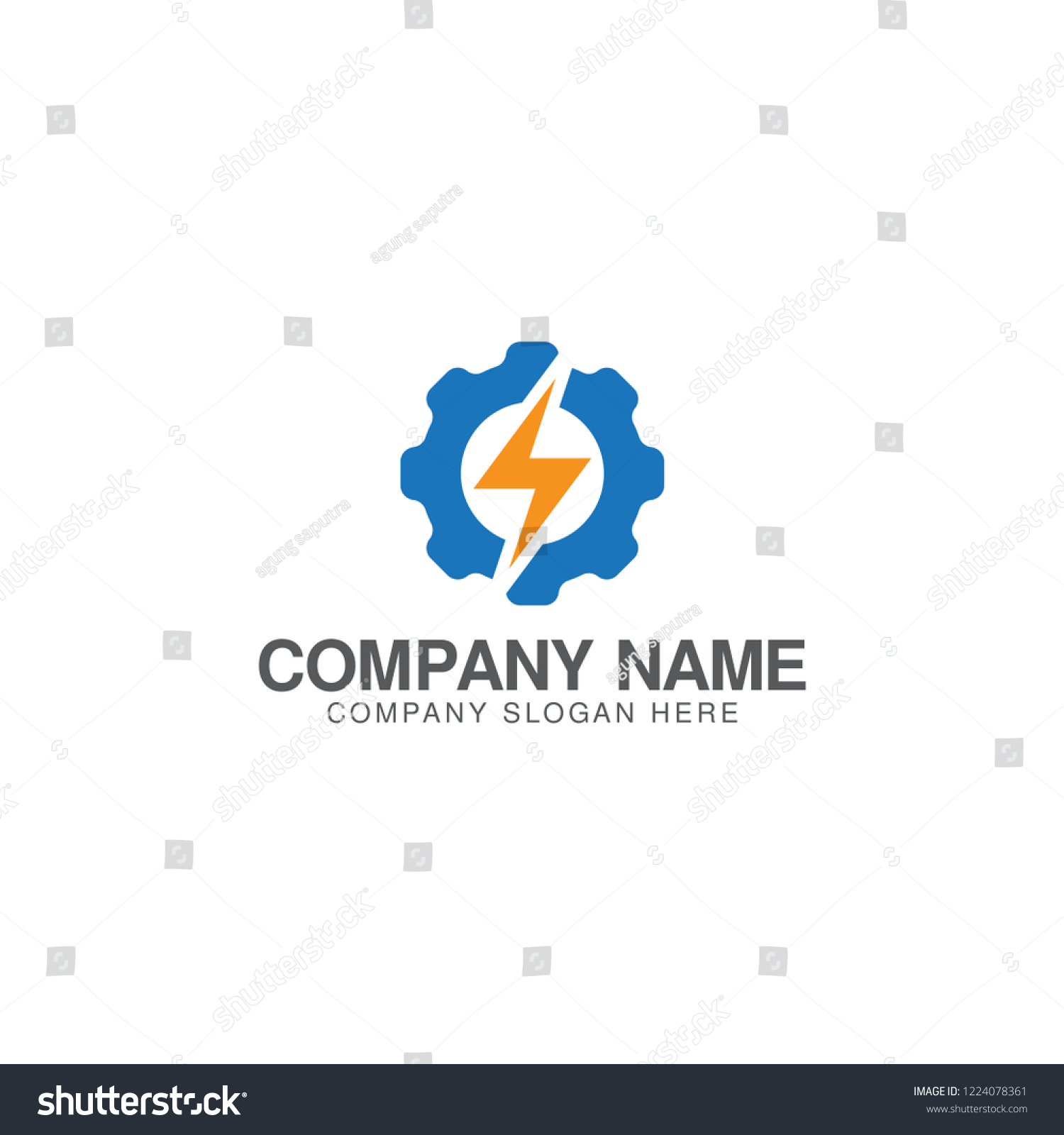 Cog Wheel Electricity Logo Design Vector Stock Vector (Royalty Free ...