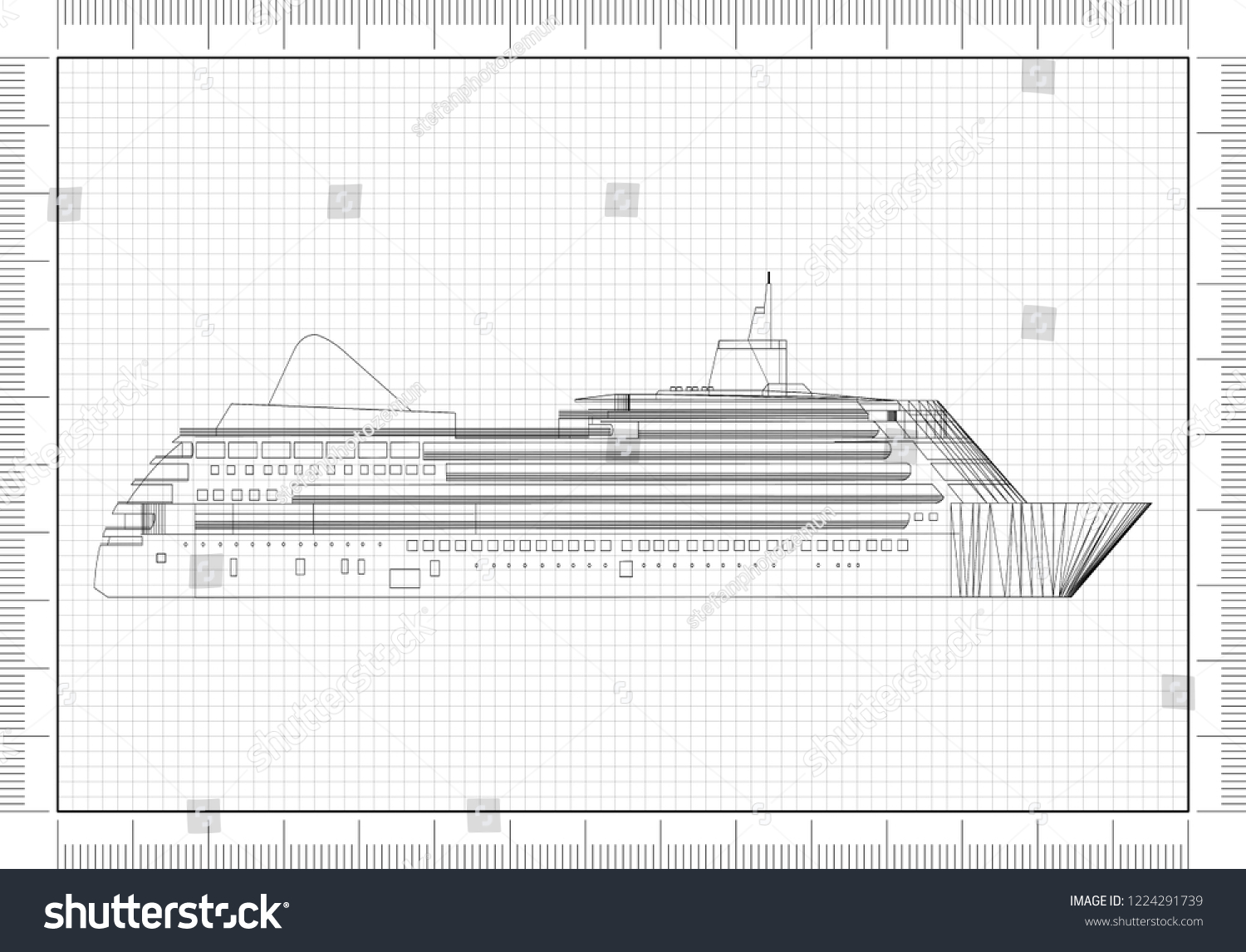 Cruise Ship Concept Architect Blueprint Stock Illustration 1224291739 ...