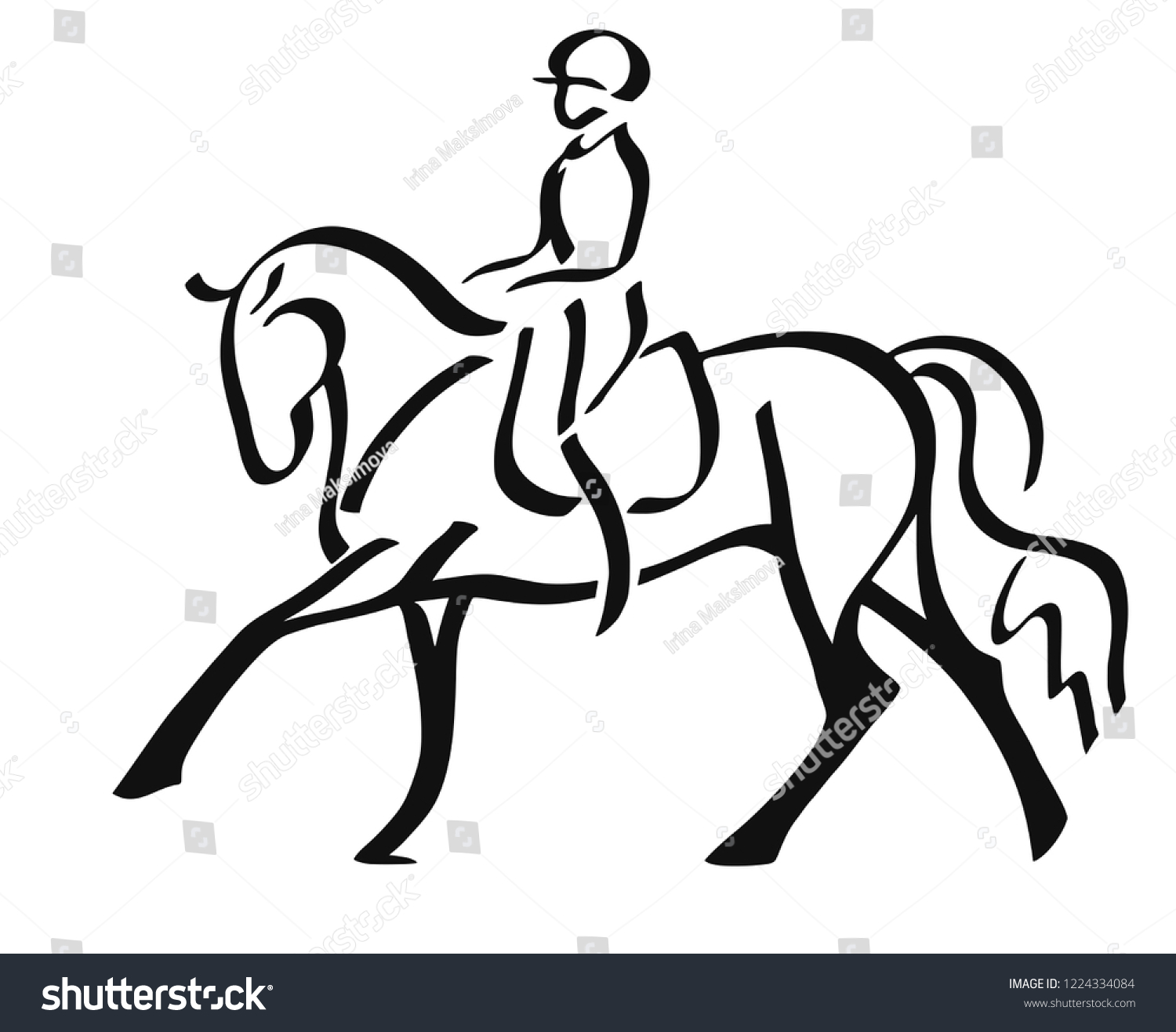 Logo Dressage Horse Rider Stock Vector (Royalty Free) 1224334084 ...