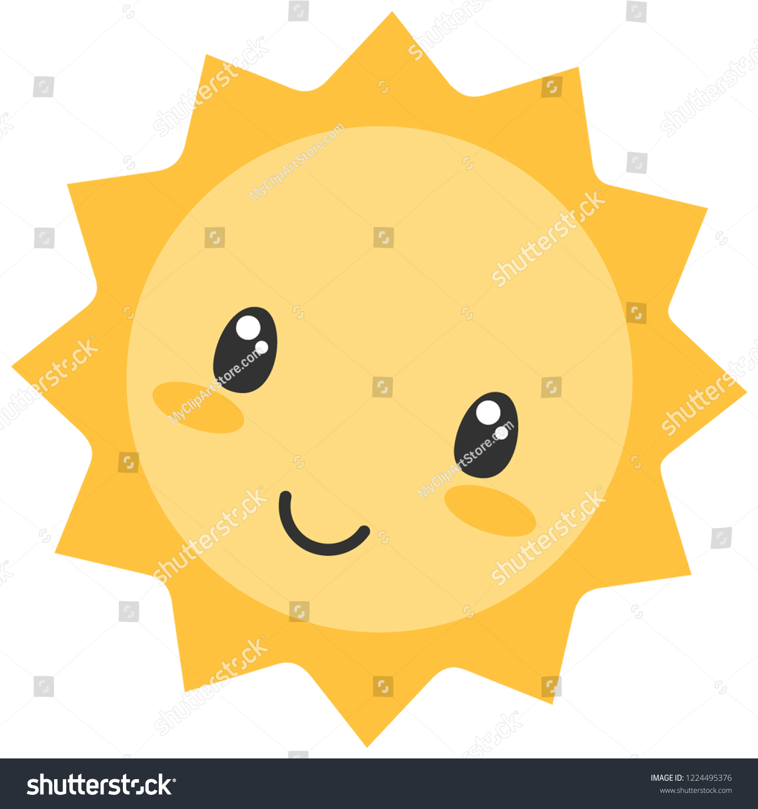 Cute Sun Face Stock Vector (Royalty Free) 1224495376 | Shutterstock