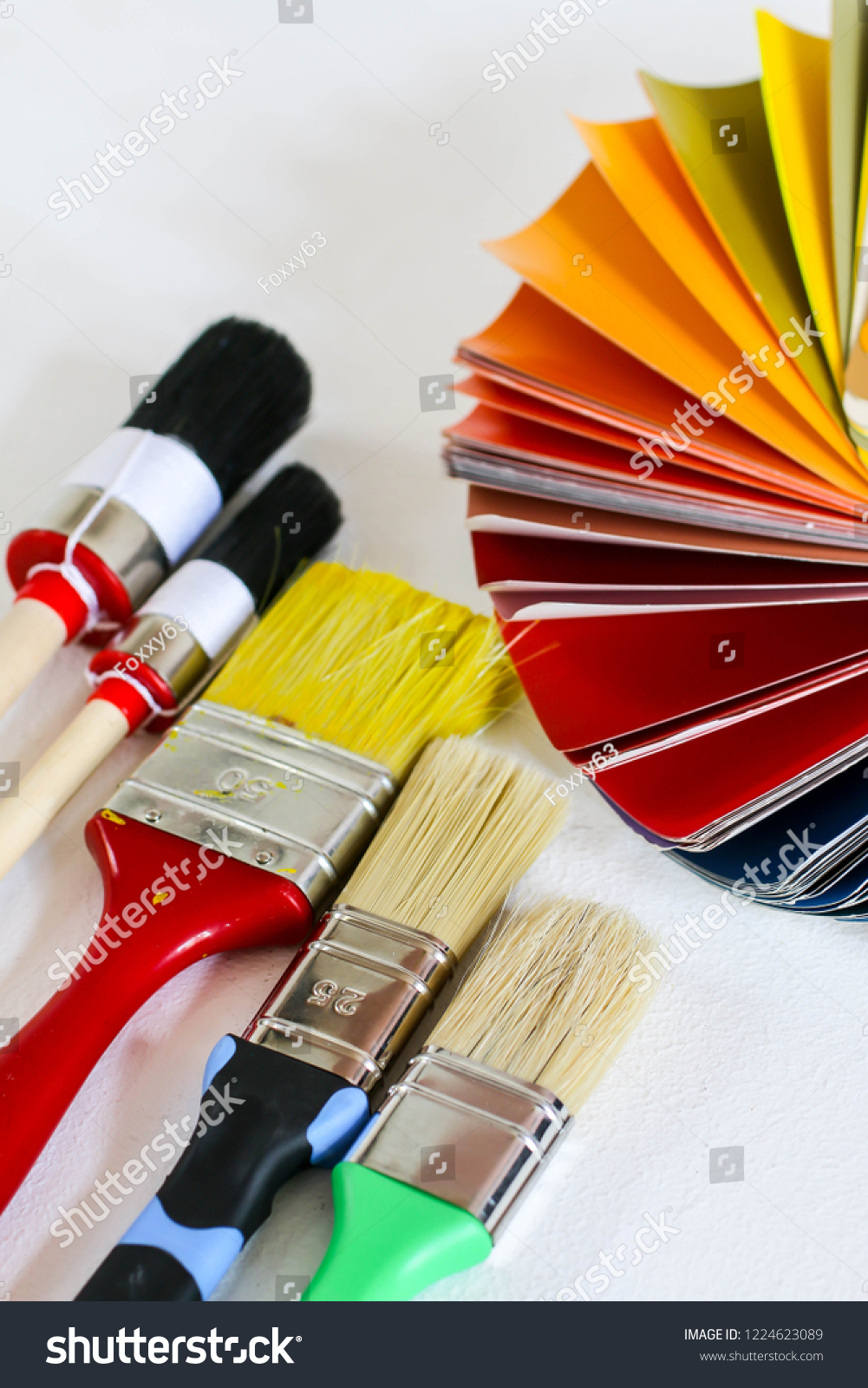 Color Swatches Paint Brushes Stock Photo 1224623089 Shutterstock   Stock Photo Color Swatches And Paint Brushes 1224623089 