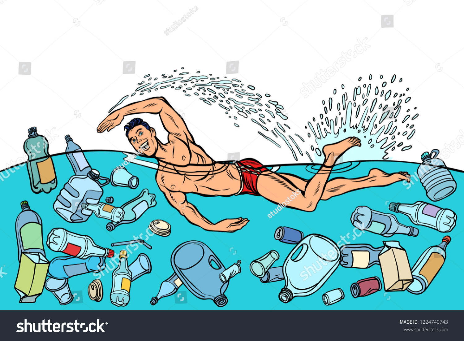 Ocean Pollution By Plastic Trash Ecology Stock Vector Royalty Free Shutterstock