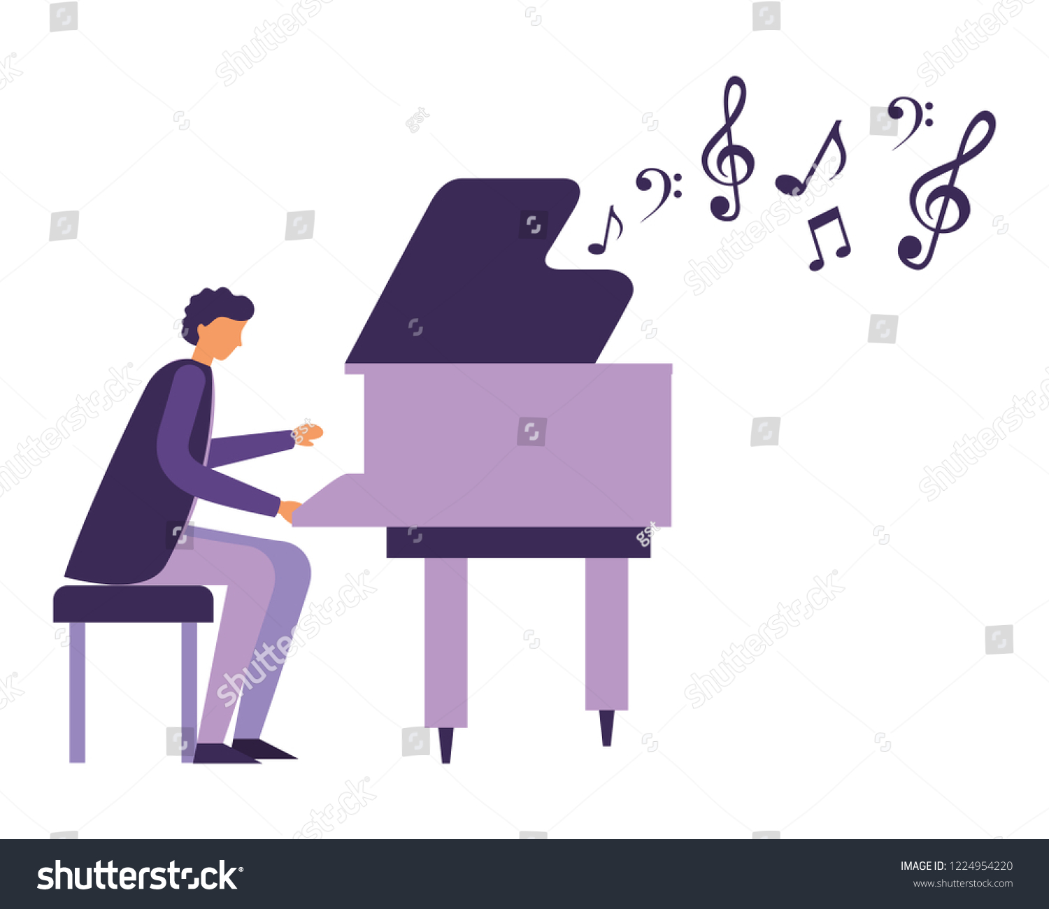 Man Playing Classical Piano Instrument Stock Vector (Royalty Free ...