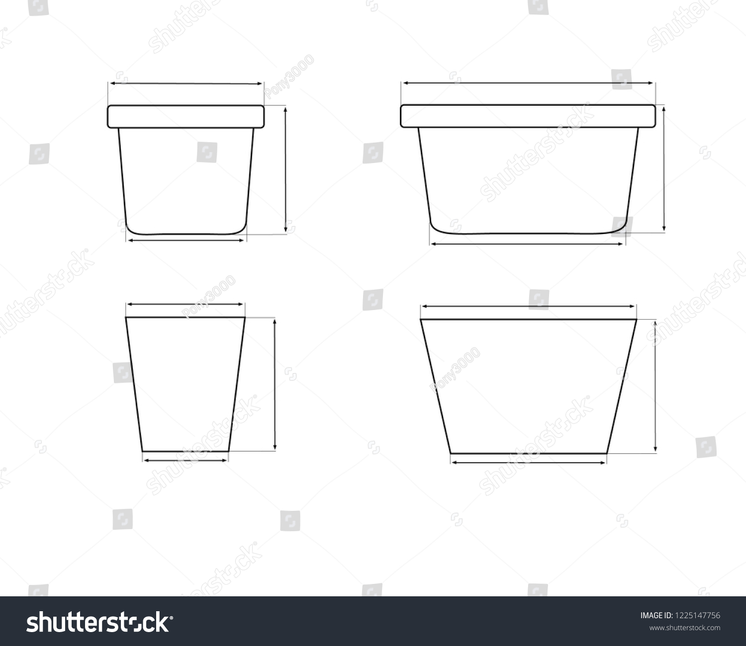 Flower Pot Size Chart Measurements Vector Stock Vector (Royalty Free