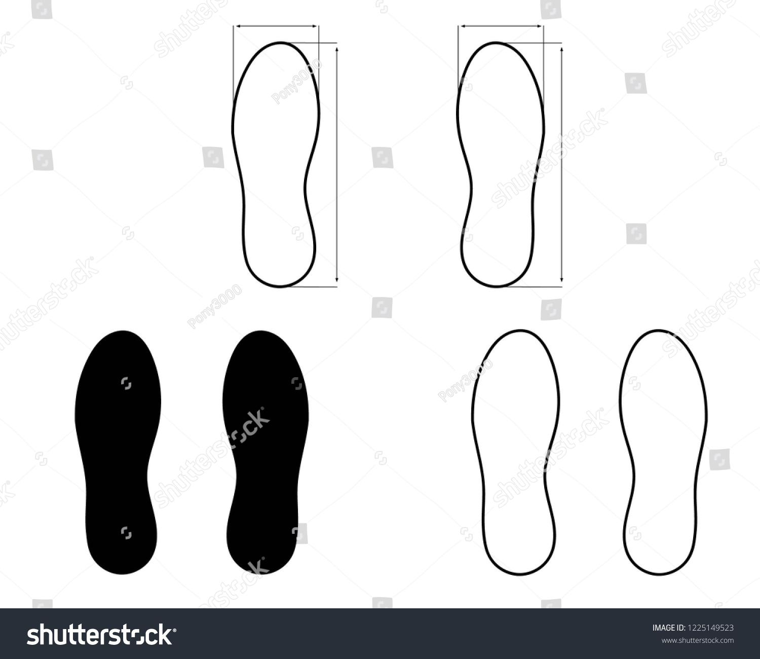 outsole-size-chart-measurements-diagram-sole-stock-vector-royalty-free