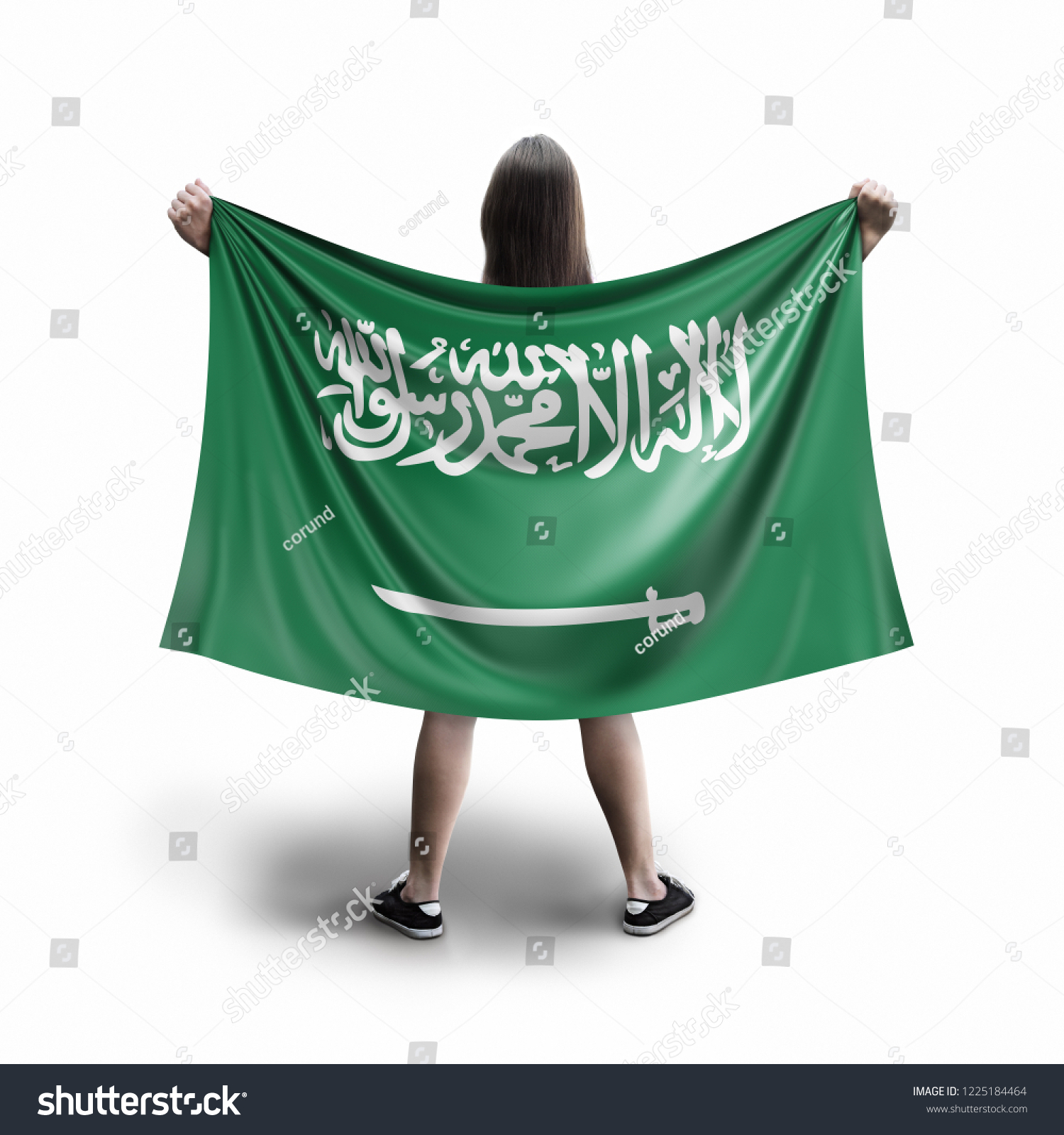 Women Saudi Arabia Flag Stock Photo 1225184464 | Shutterstock