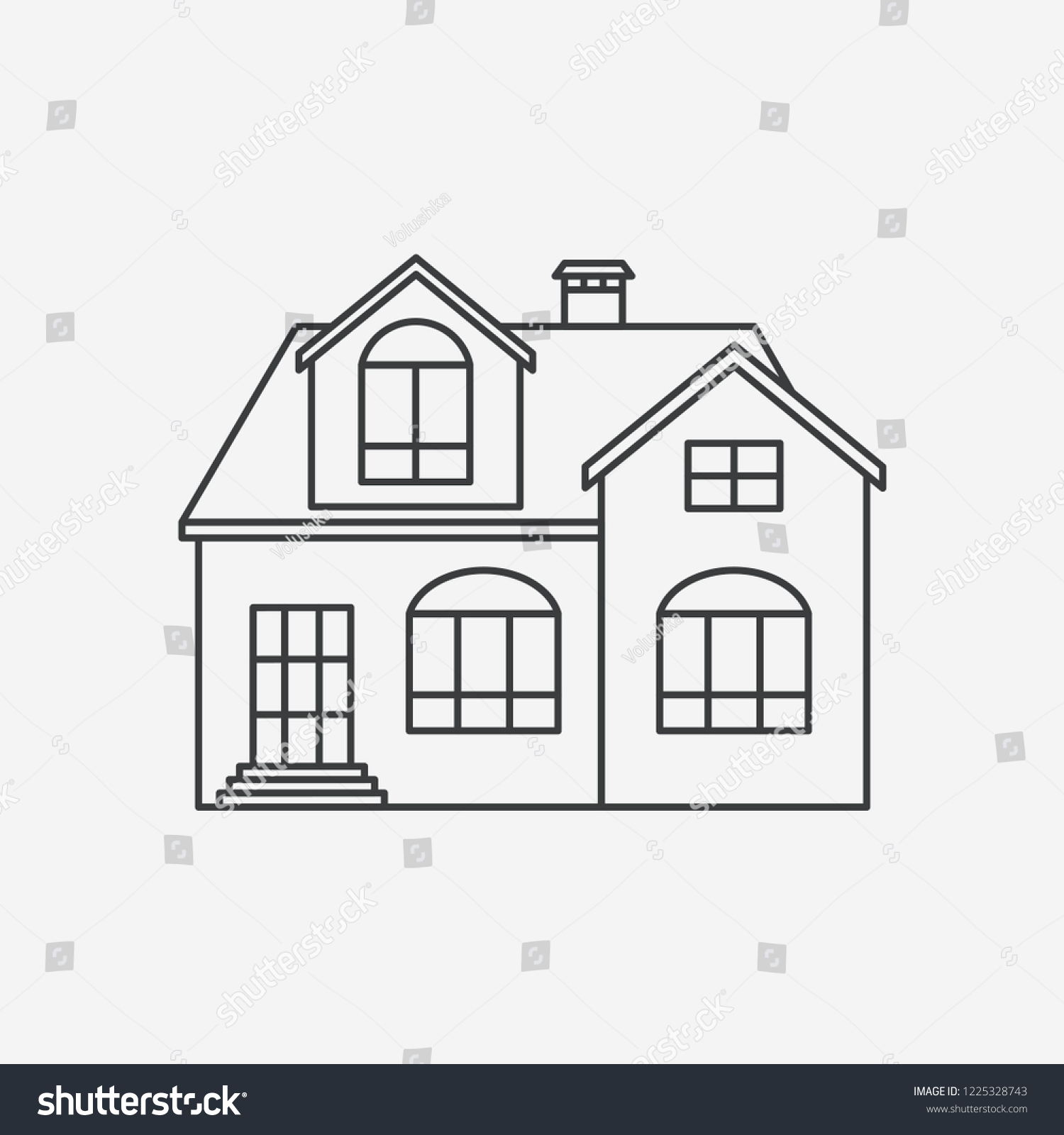 House Line Style Icon Black Outline Stock Vector (Royalty Free ...