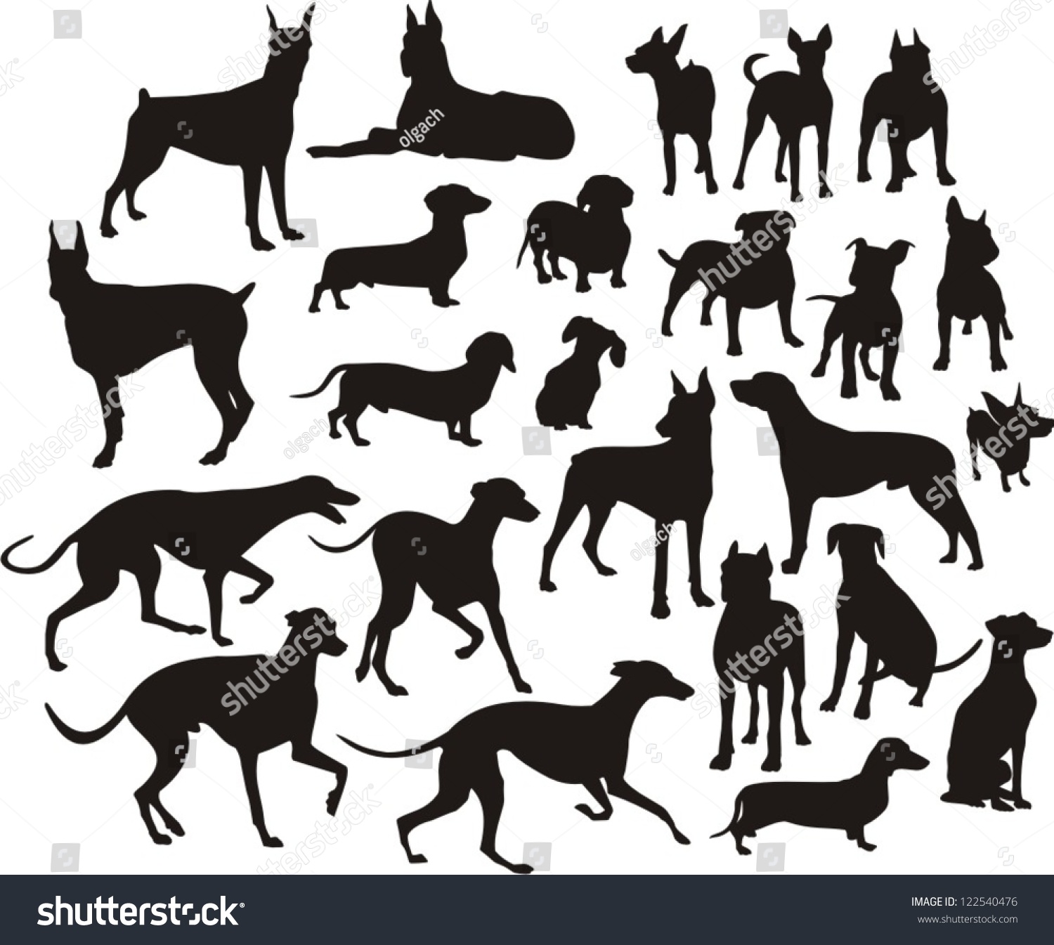 Silhouette Dogs Stock Vector (Royalty Free) 122540476 | Shutterstock