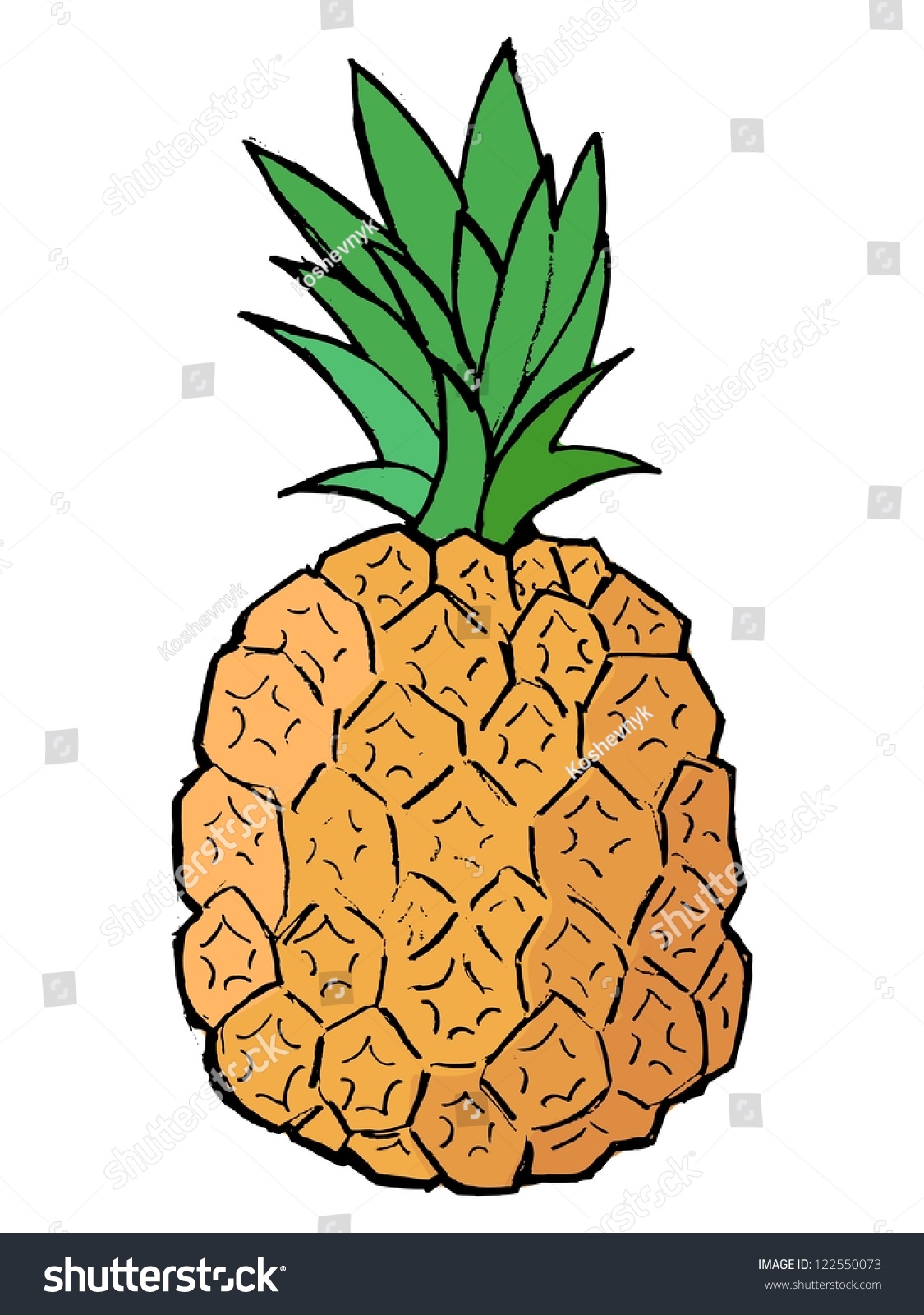 Hand Drawn Vector Cartoon Illustration Pineapple Stock Vector Royalty Free 122550073 5724