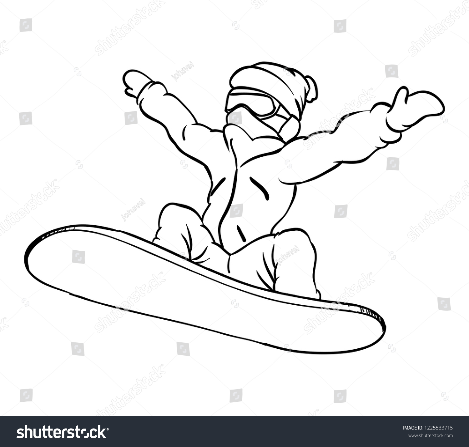 Сноуборд нарисовать спортсмена