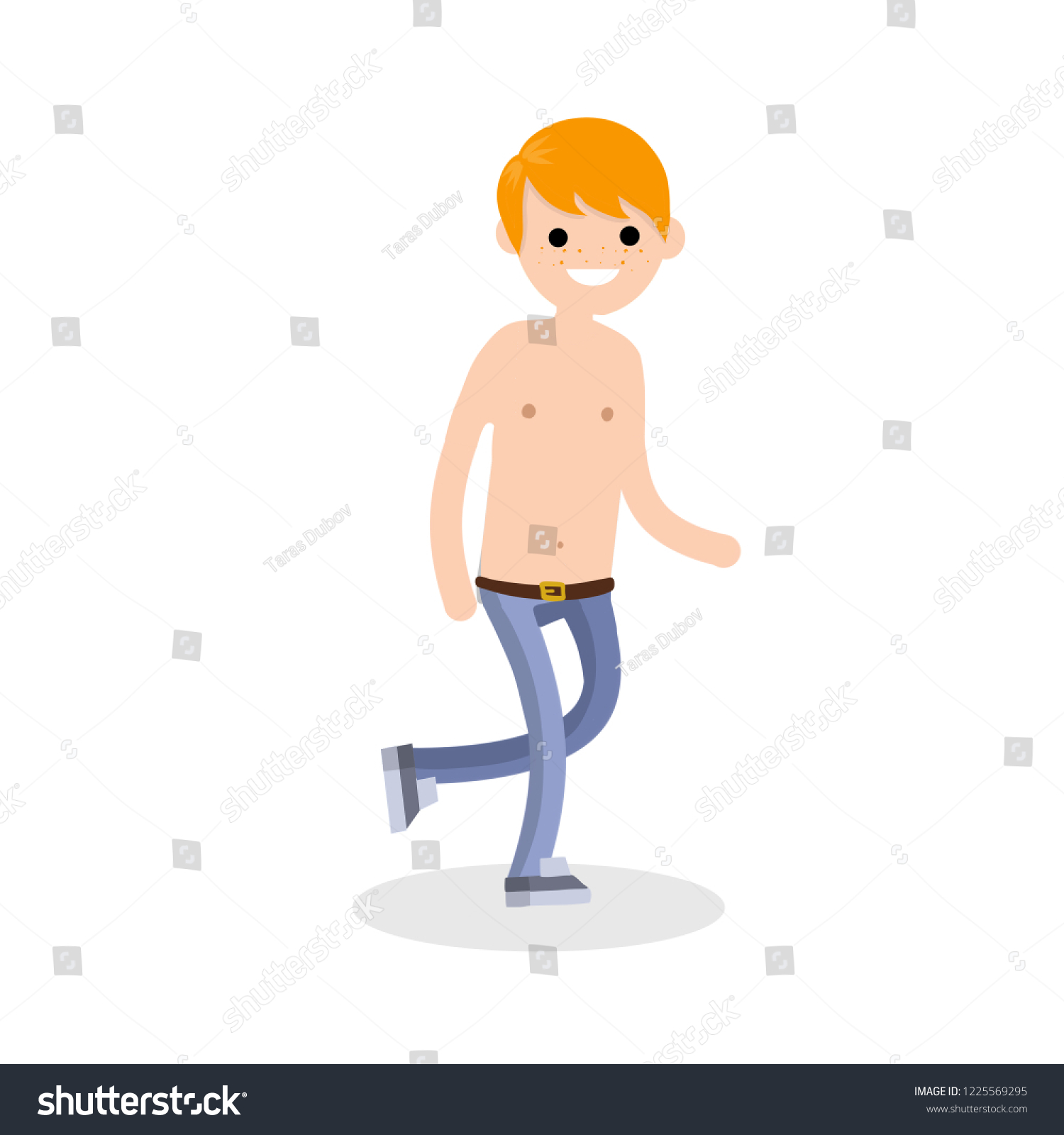 Man Jeans Naked Torso Running Guy Stock Vector Royalty Free Shutterstock