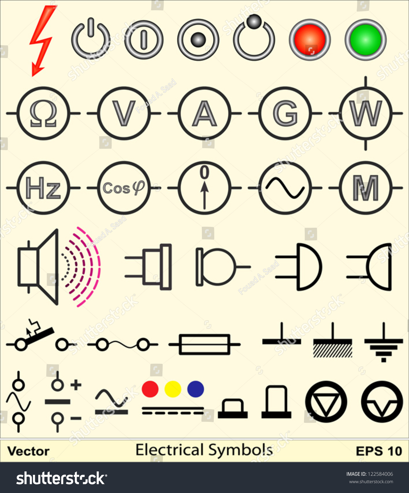 Electrical Symbols Stock Vector (Royalty Free) 122584006 Shutterstock