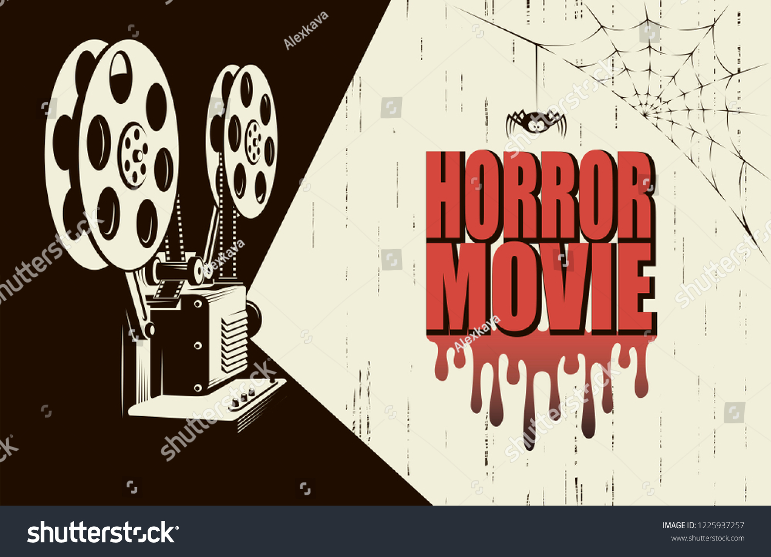 Horror Night Cinema Poster Retro Movie Stock Vector (Royalty Free ...