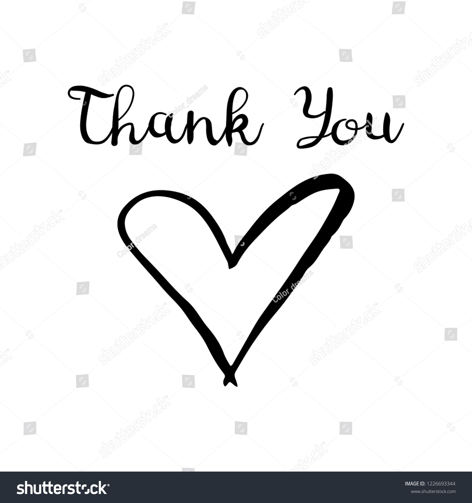 Thank You Card Ink Illustration Black Stock Vector (Royalty Free ...