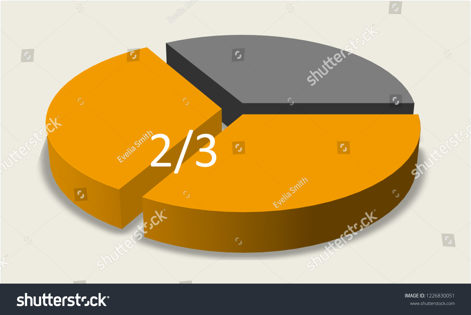 Pie Chart Twothirds 23orange Gray Graphic Stock Illustration 1226830051