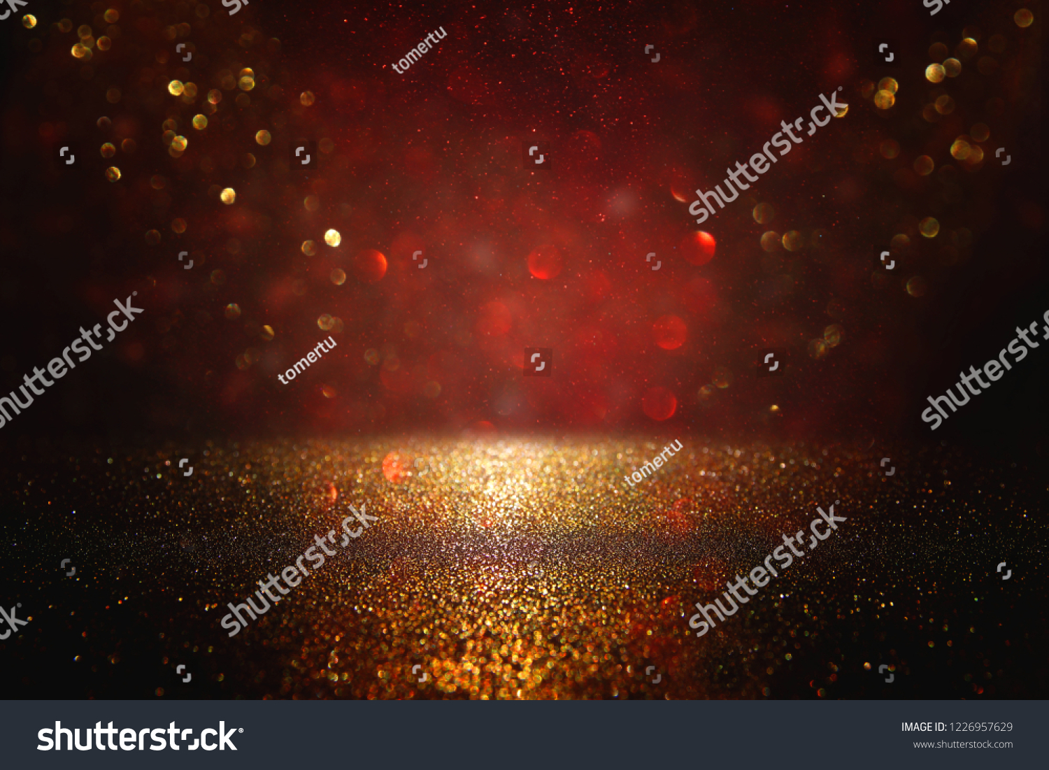 Red Black Gold Glitter Lights Background Stock Photo 1226957629 