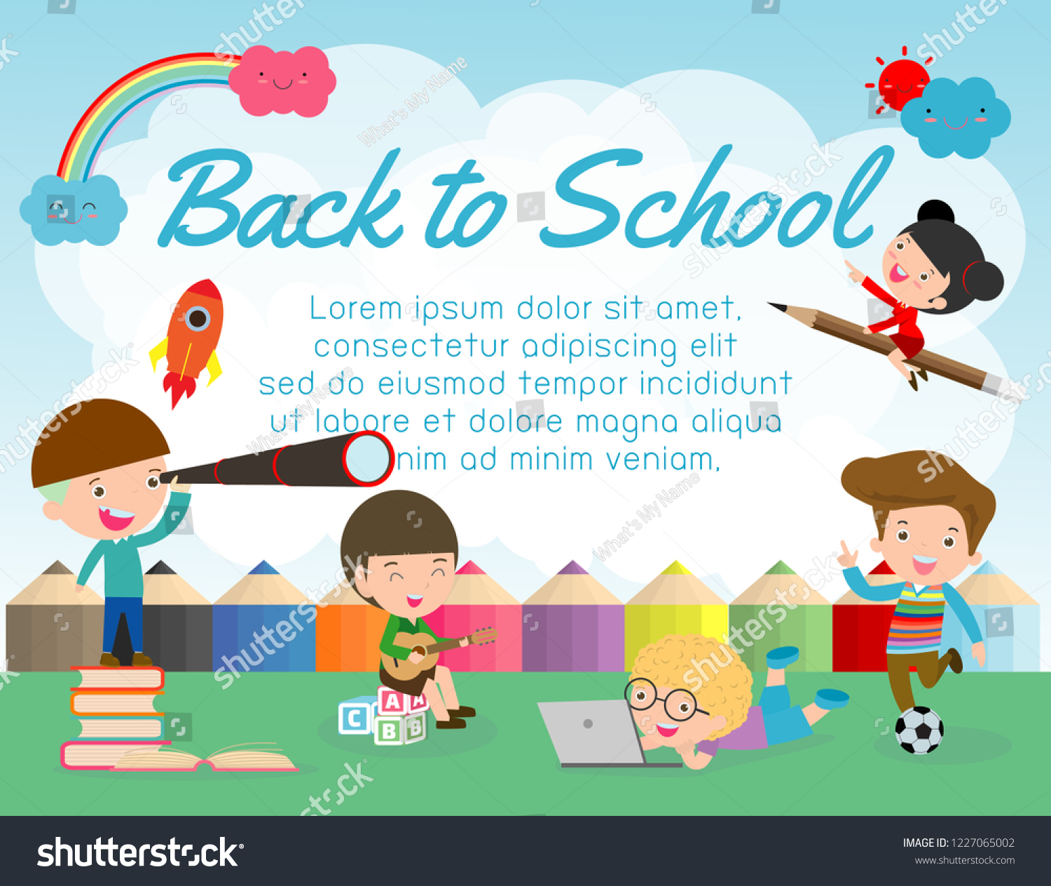 Back School Banner Backgroundwelcome Back Schoolchildren Stock Vector ...