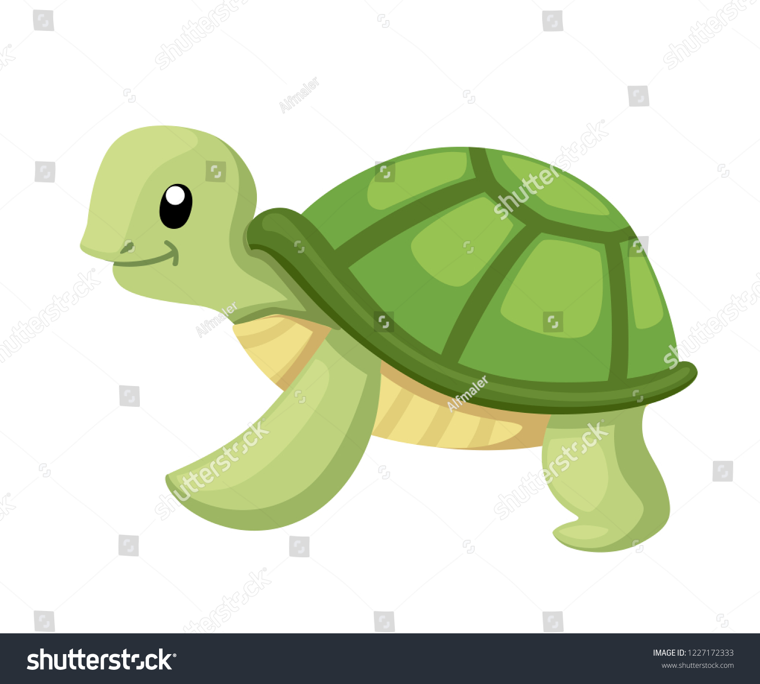 Happy Cute Turtle Walking Smile Cartoon Stock Vector (Royalty Free ...