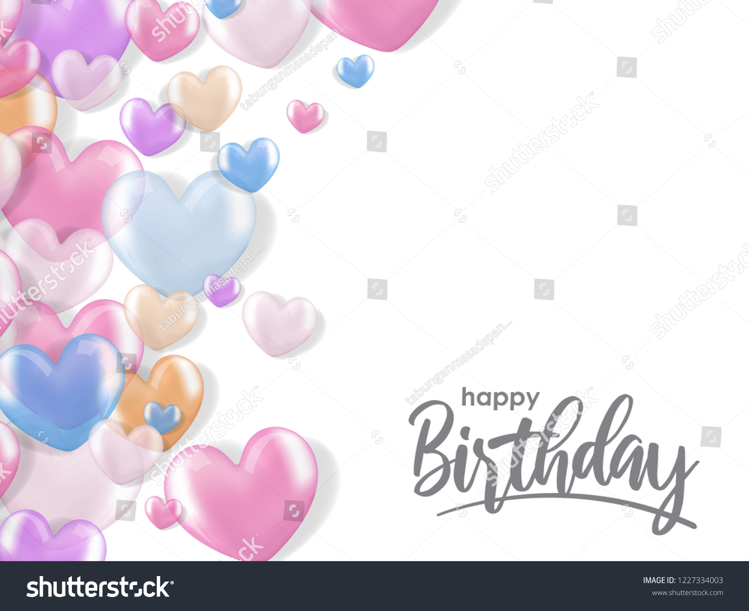 Birthday Greetings 3d Realistic Heart Balloon Stock Vector (Royalty ...