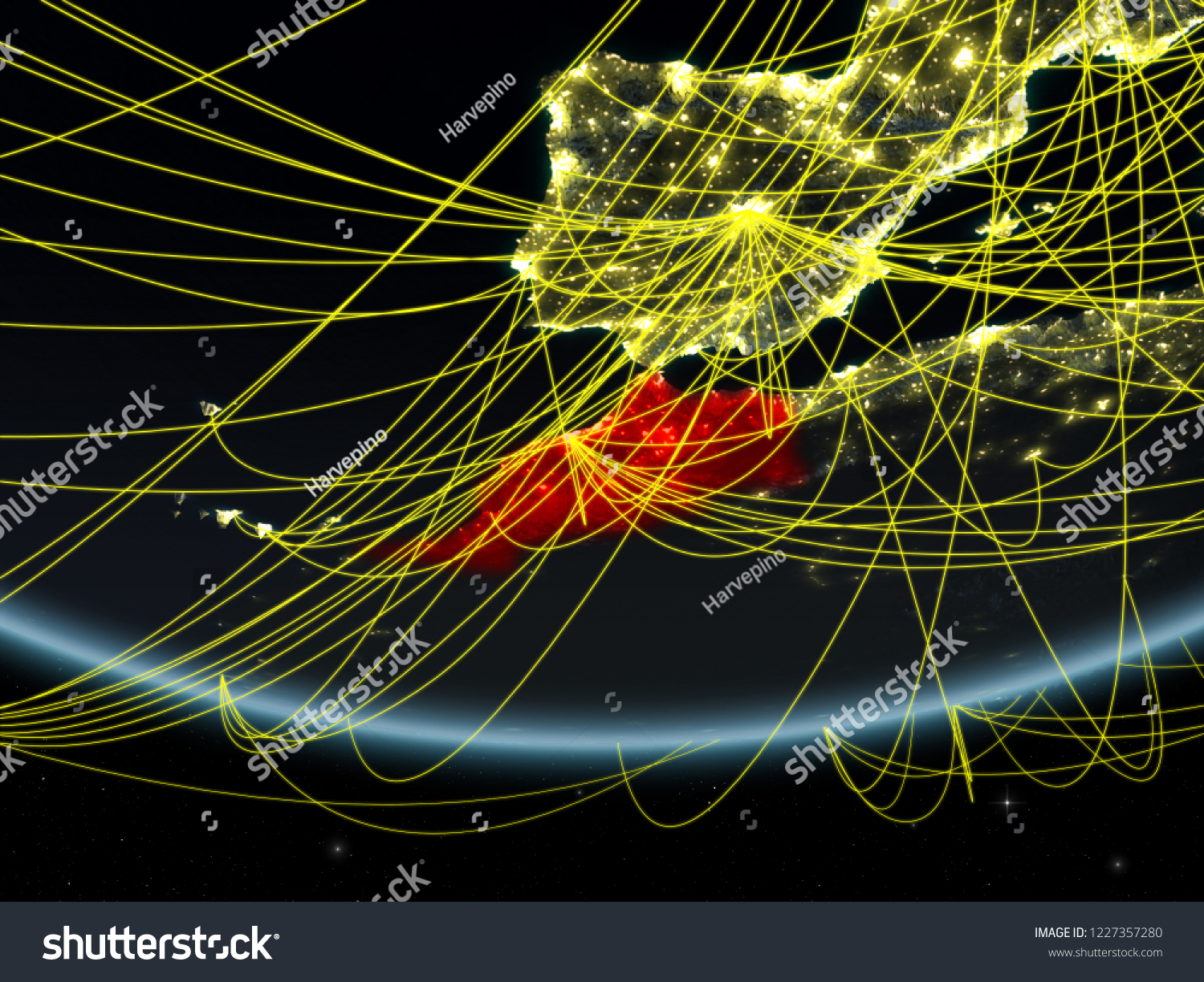 Morocco On Model Planet Earth Night Stock Illustration 1227357280 ...