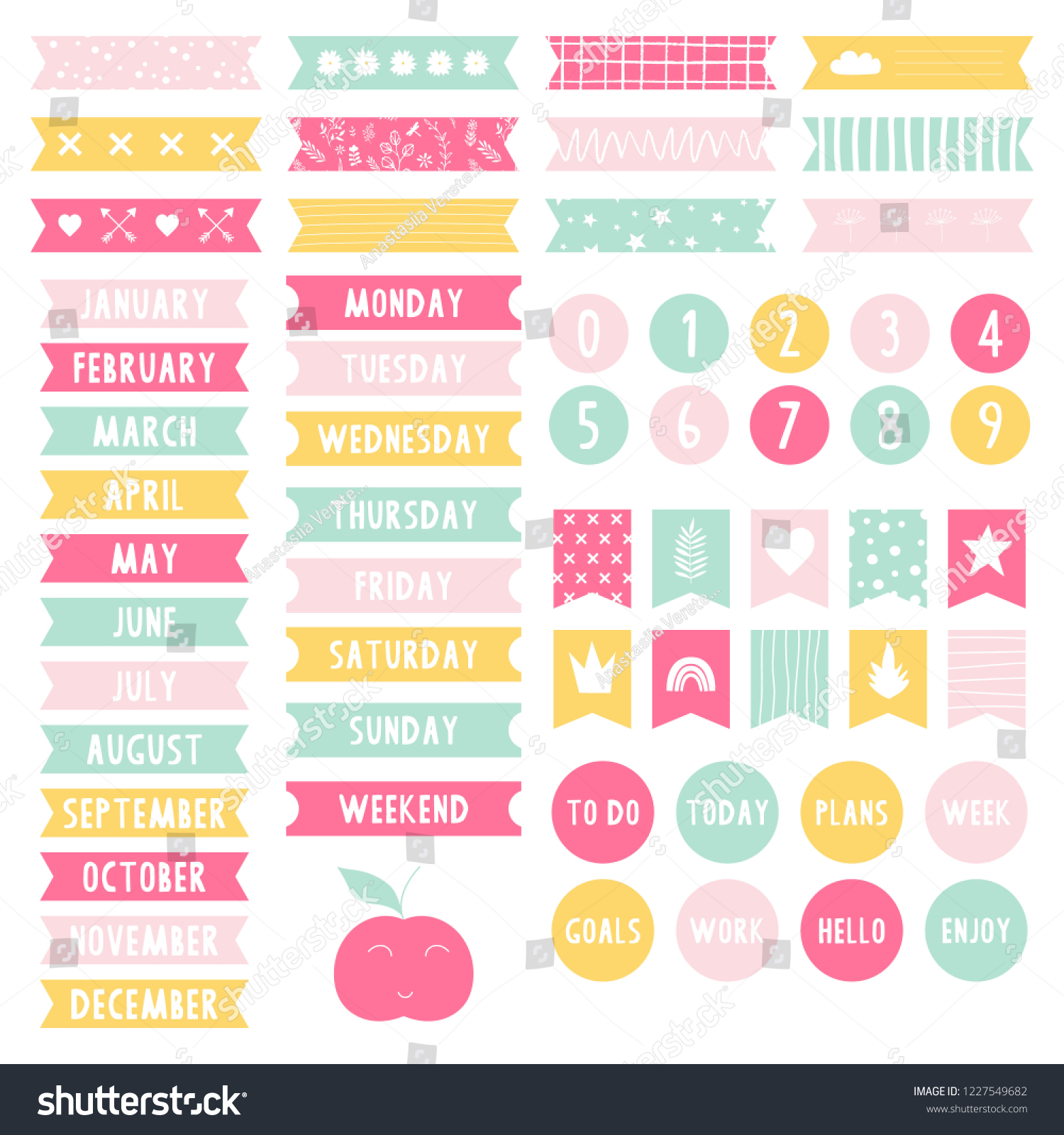 Set Stickers Planner Weekly Do List Stock Vector (Royalty Free ...