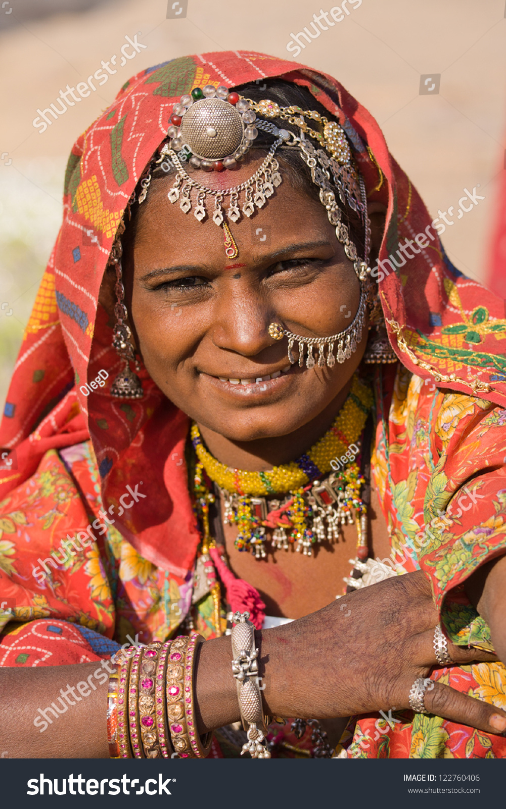 Portrait India Rajasthani Woman Closeup Stock Photo 122760406 ...