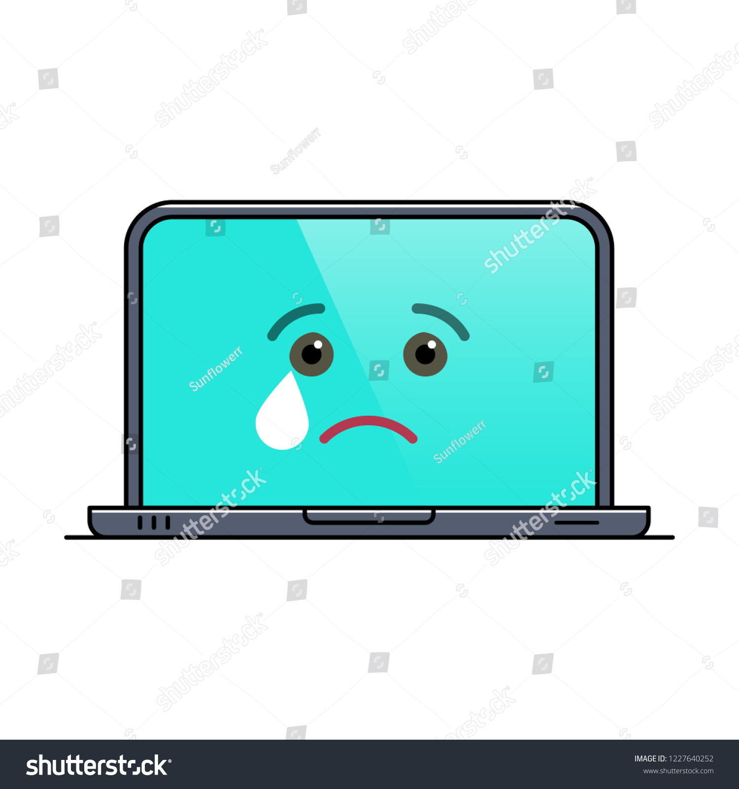 Crying Laptop Computer Isolated Emoticon Icon Stock Vector (Royalty ...