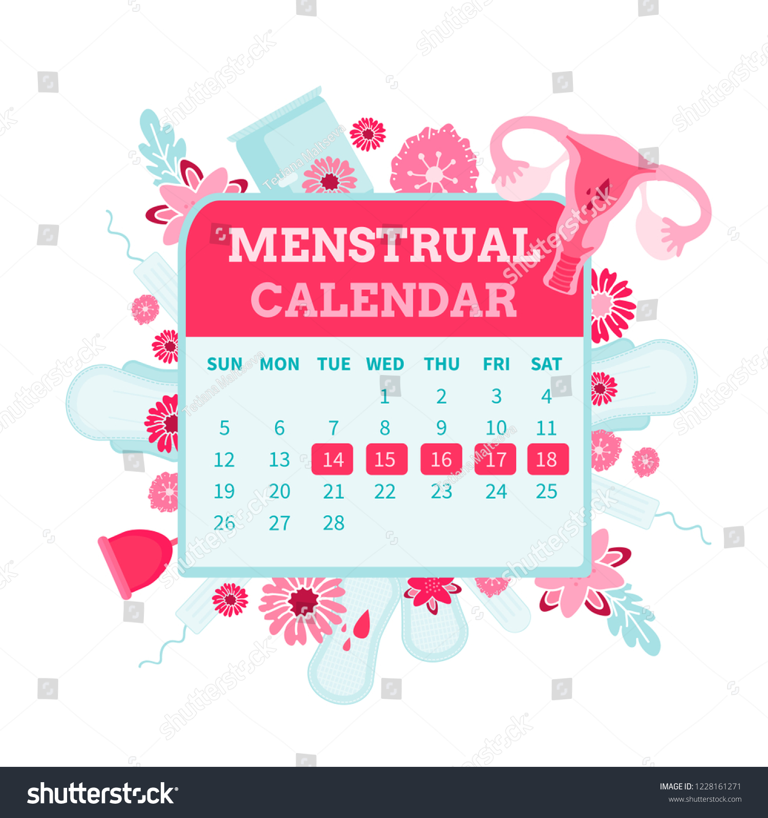 Menstrual Calendar Periods Menstruation Modern Flat Stock Vector Royalty Free 1228161271 9930