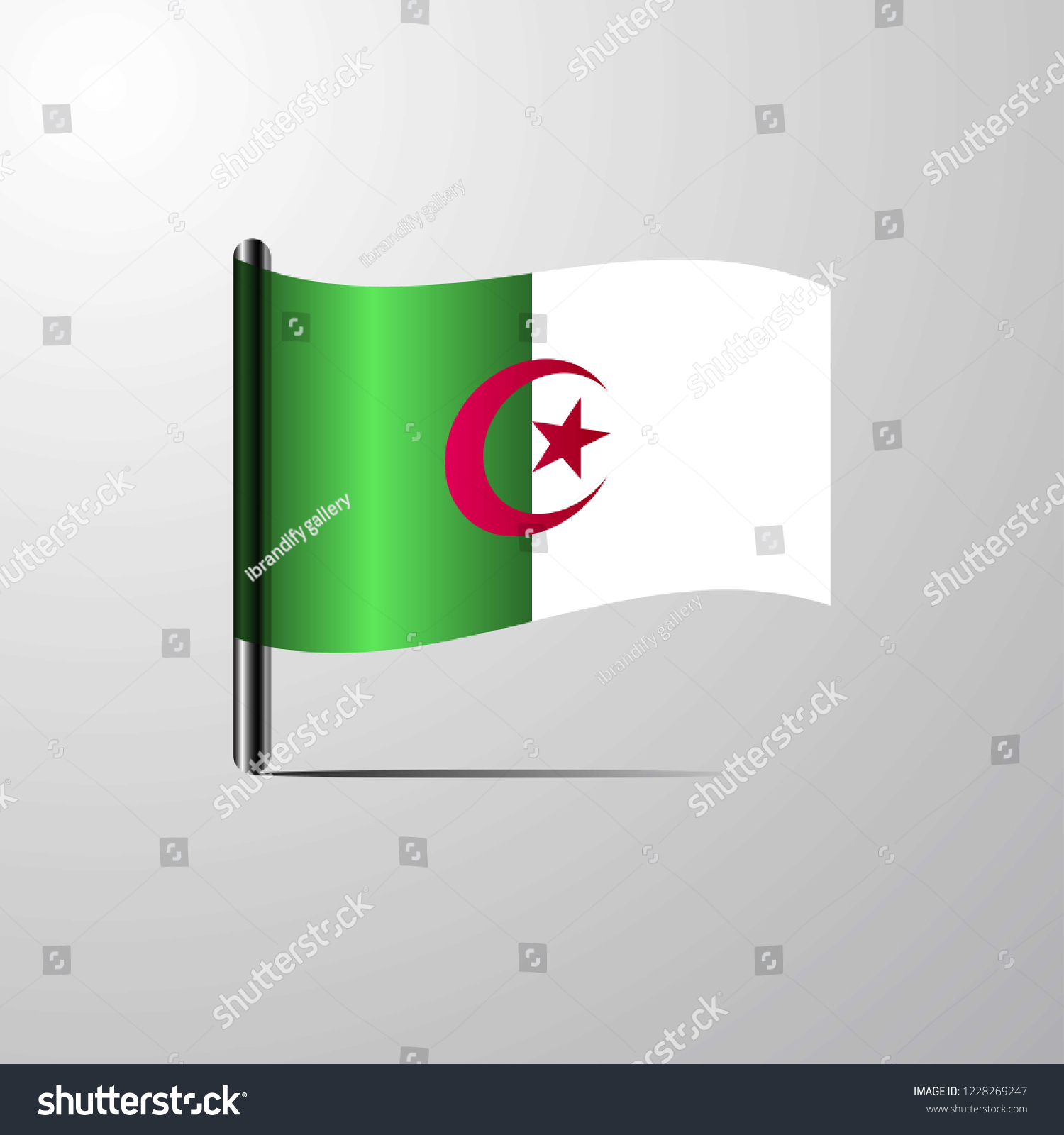 Alegeria Waving Shiny Flag Design Vector Stock Vector (Royalty Free ...