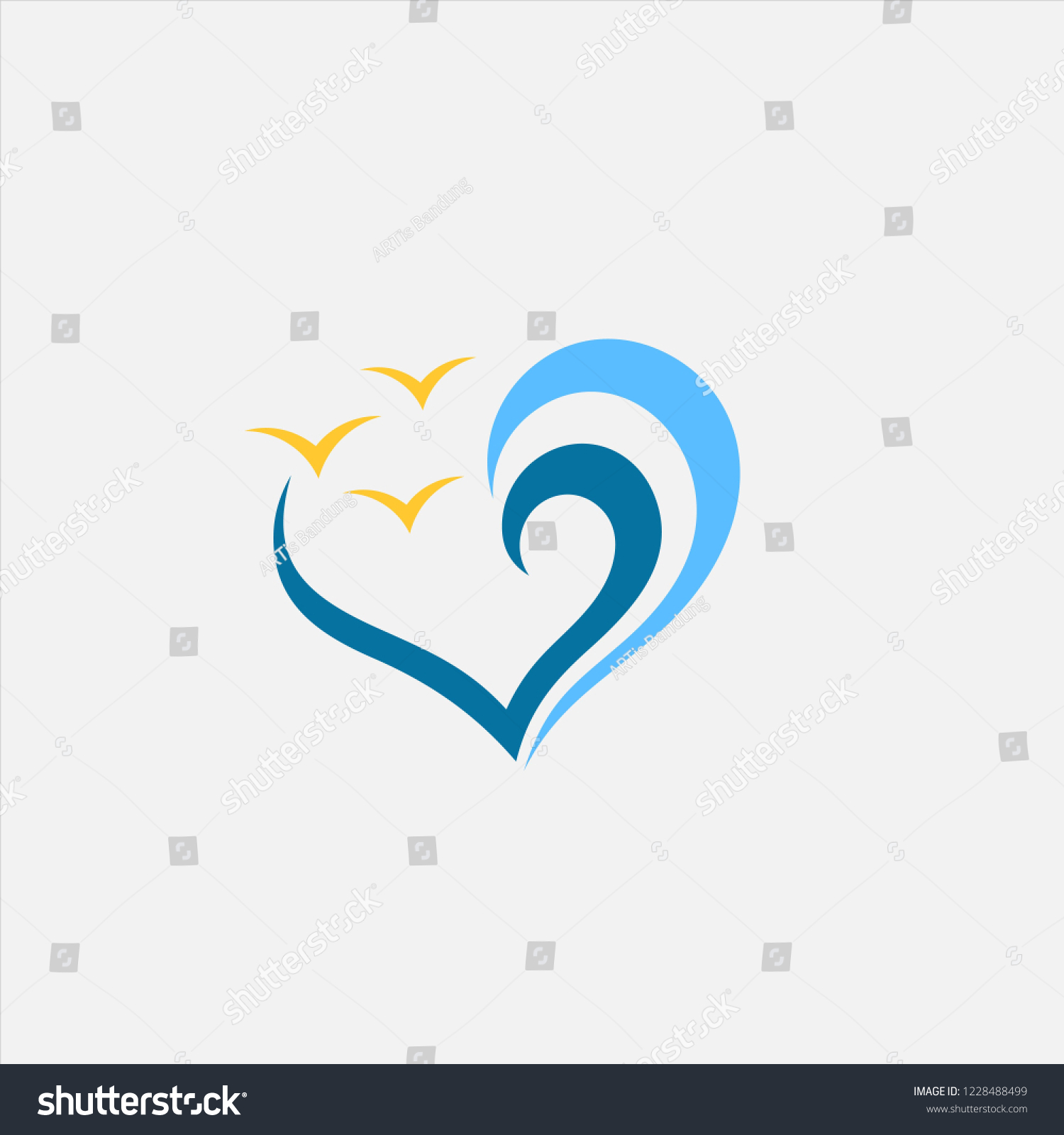 Wave Love Beach Stock Vector (Royalty Free) 1228488499 | Shutterstock