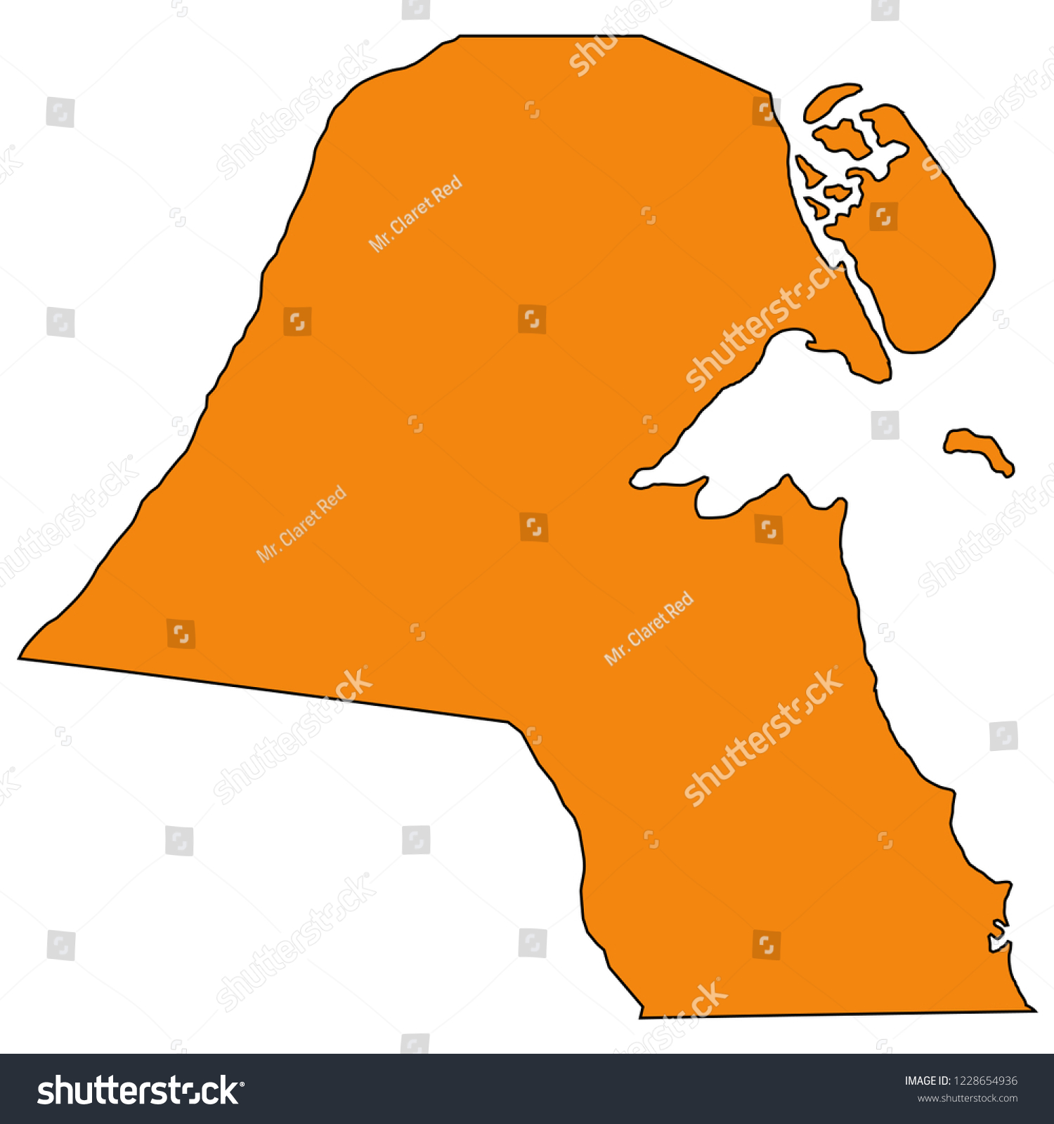 Kuwait Map Vector Stock Vector Royalty Free 1228654936 Shutterstock