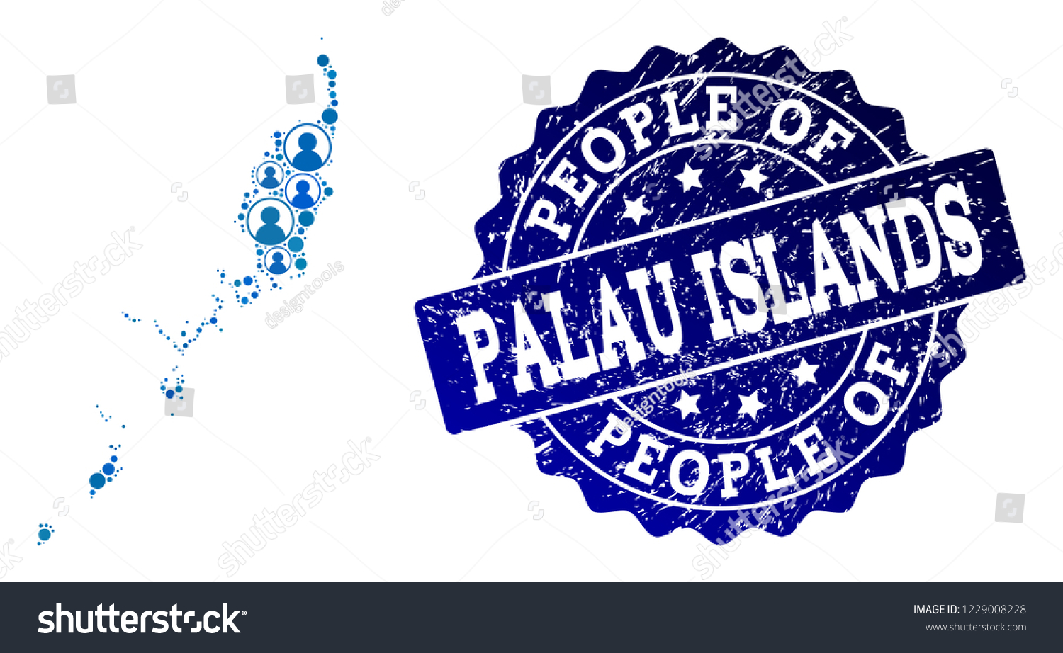 People Combination Blue Population Map Palau Stock Vector (Royalty Free