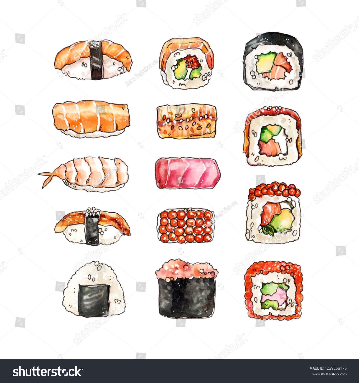 Скетчинг роллы суши