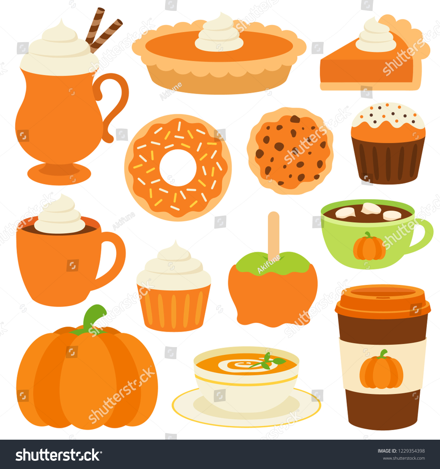 Pumpkin Spice Vector Set Autumn Tasty Stock Vector (Royalty Free ...