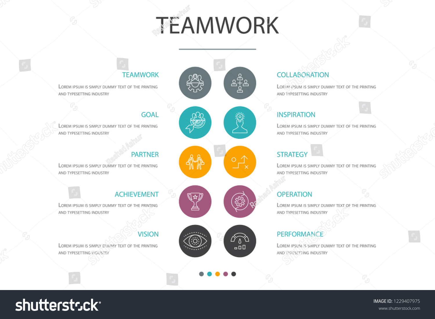 Teamwork Presentation Template Cover Layout Infographics Stock Vector ...